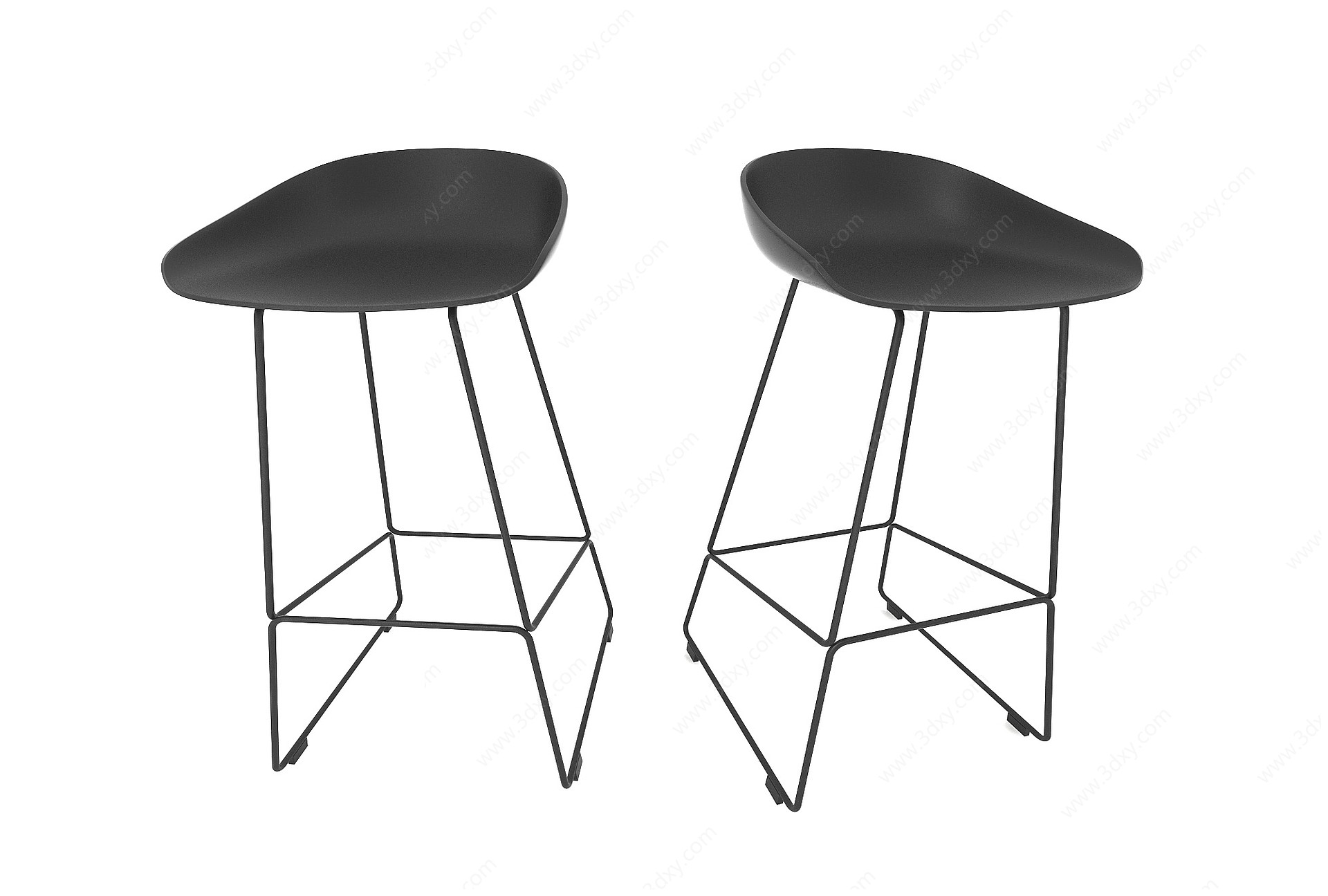 现代风格黑色吧椅3D模型