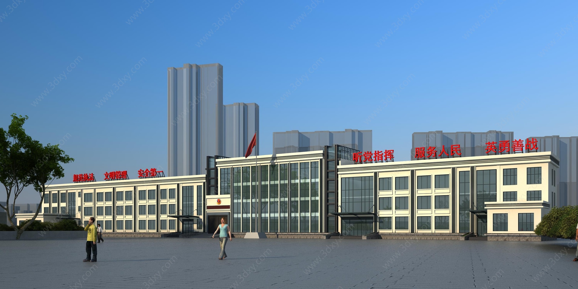 现代监狱行政办公楼3D模型
