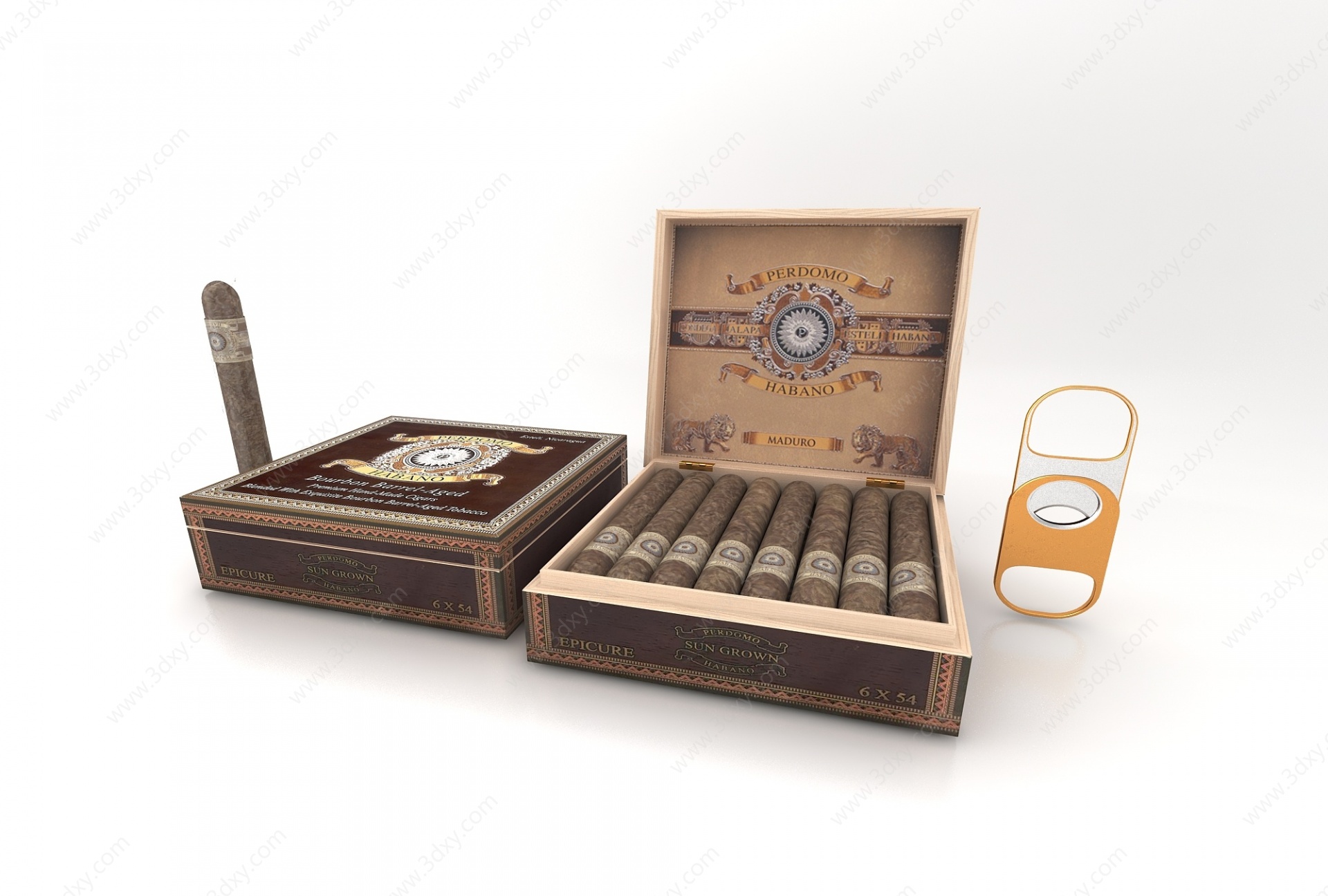 木制雪茄盒3D模型