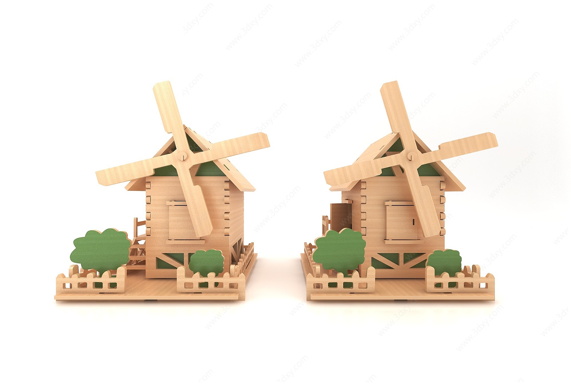 木质风车小房子3D模型