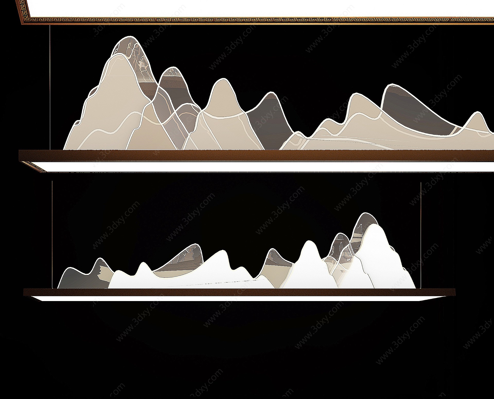 新中式山脉山形状吊灯3D模型