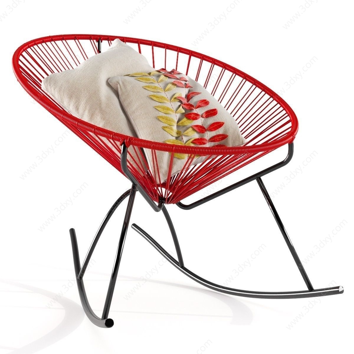 现代金属红摇椅3D模型