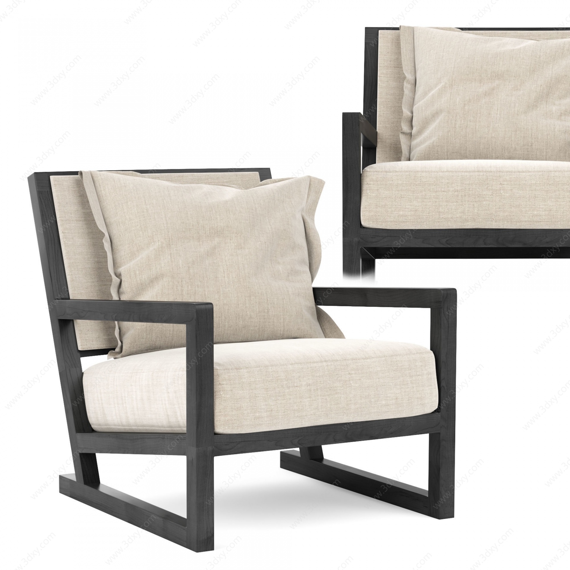 现代休闲布艺沙发椅3D模型