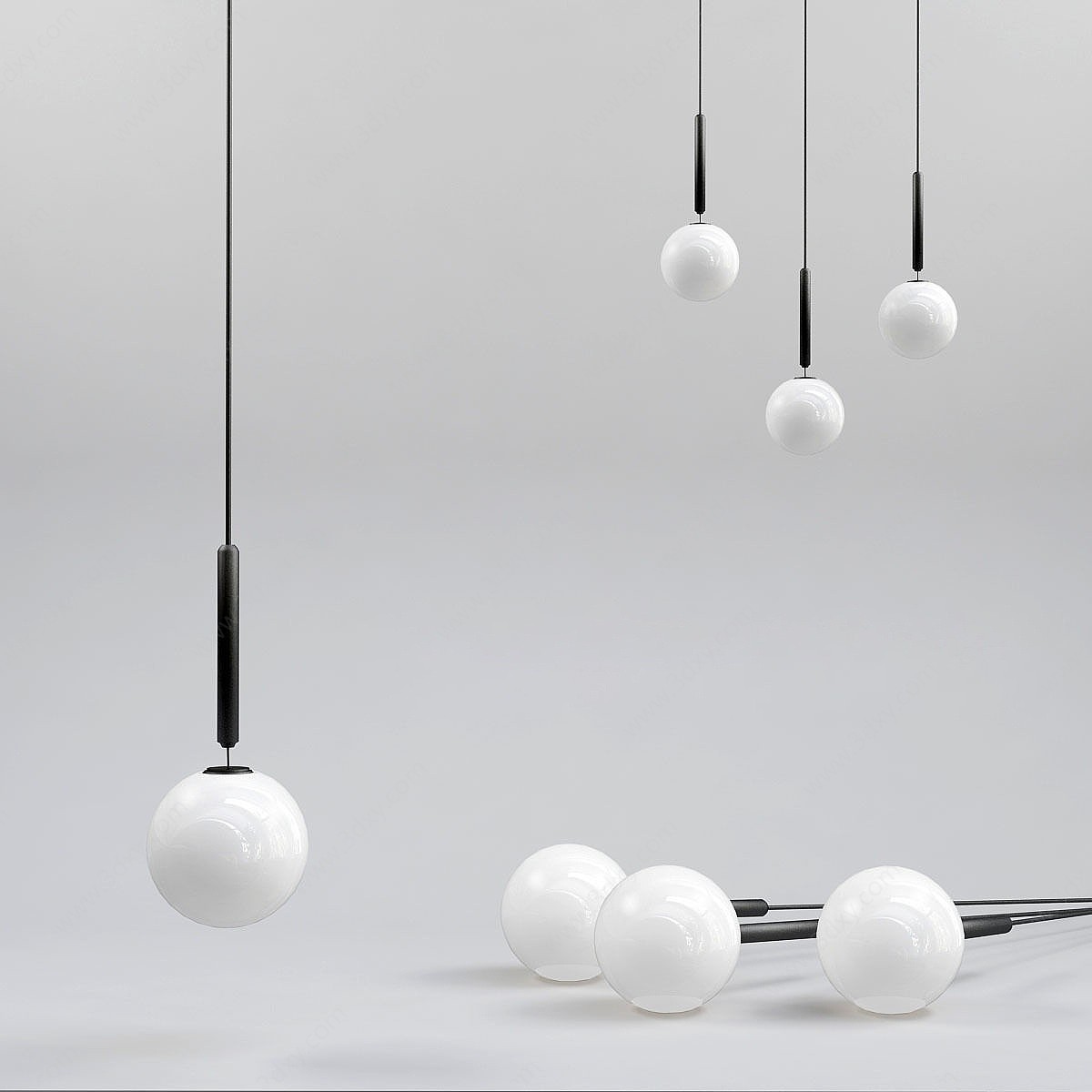 现代质感白炽灯吊灯3D模型
