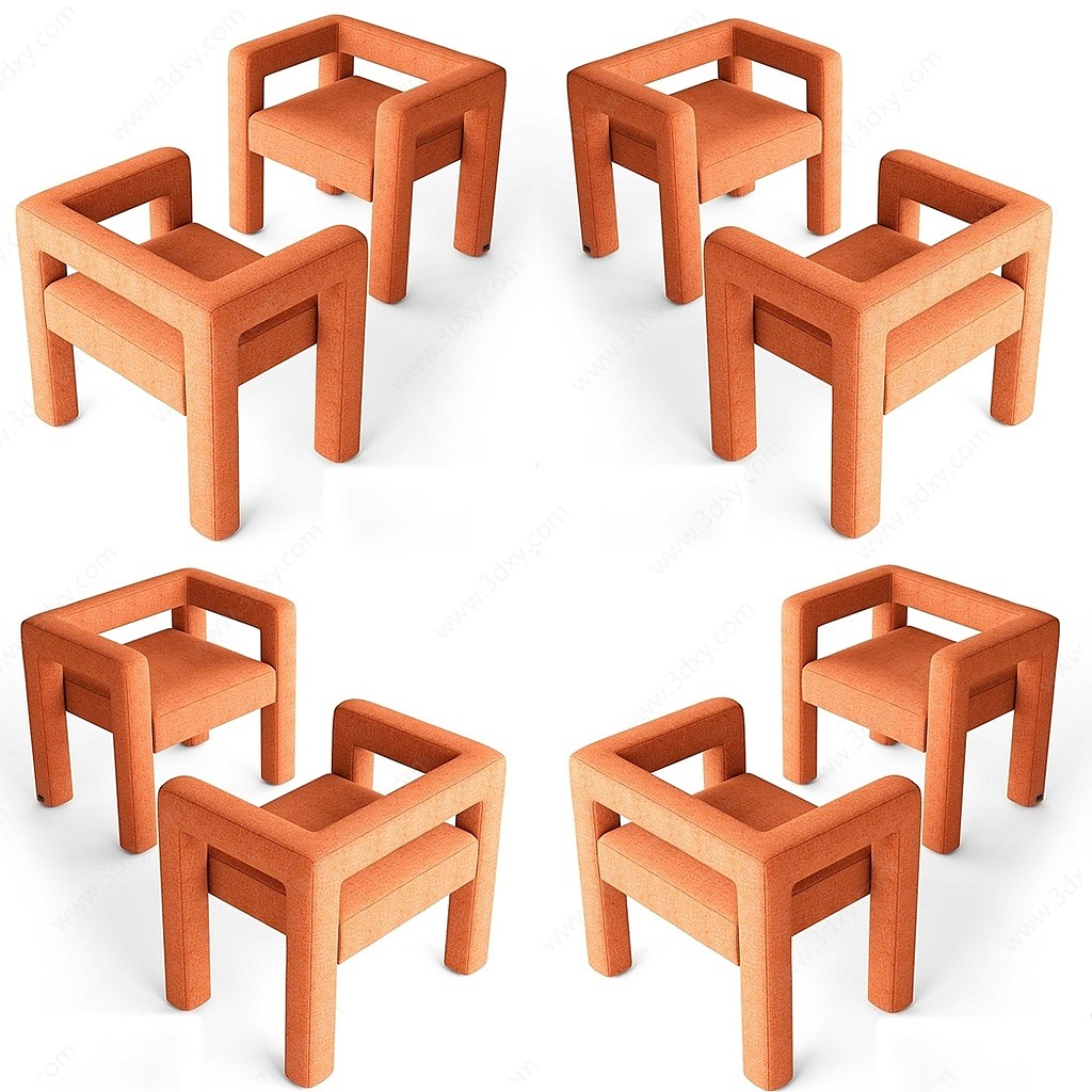 北欧简约布艺轻奢休闲椅子3D模型
