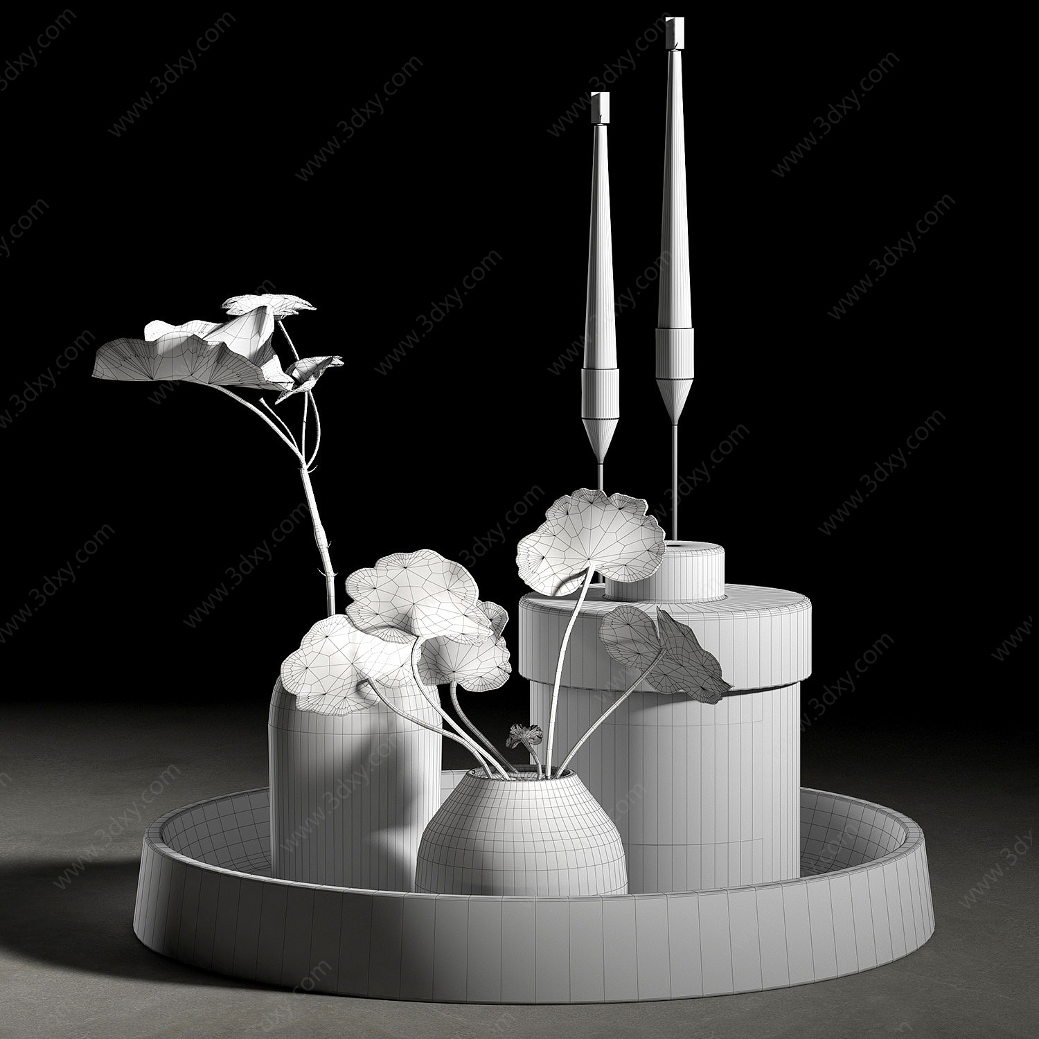 现代装饰品花瓶托盘3D模型