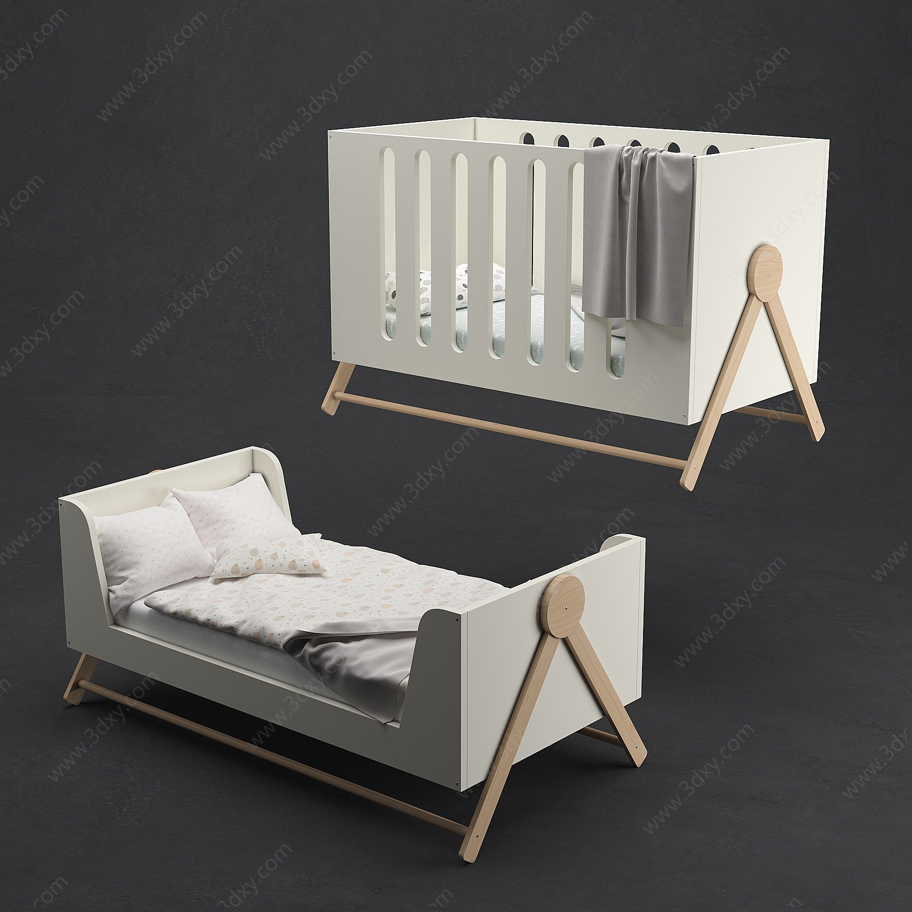 现代婴儿床3D模型