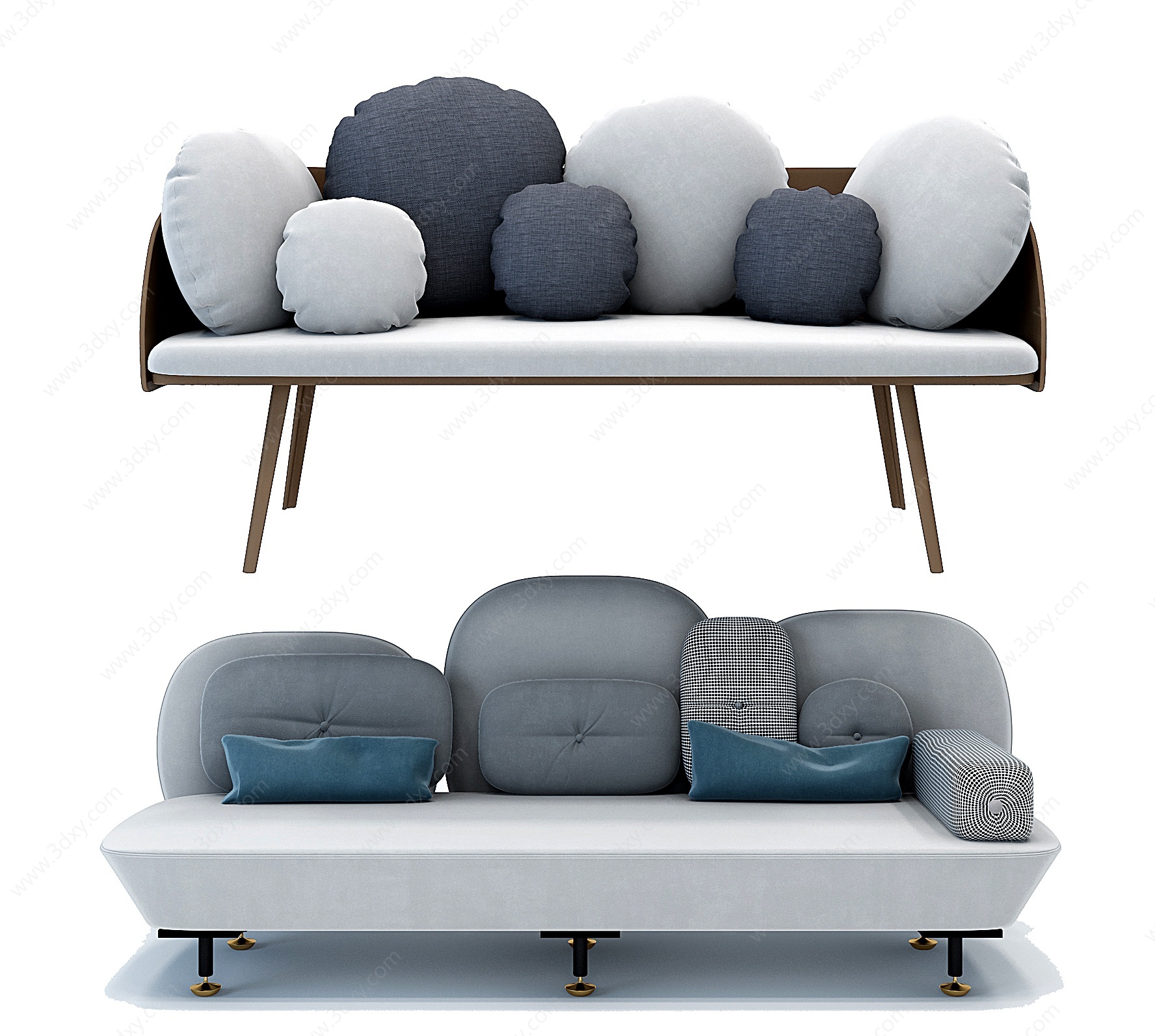 现代休闲异形双人沙发3D模型