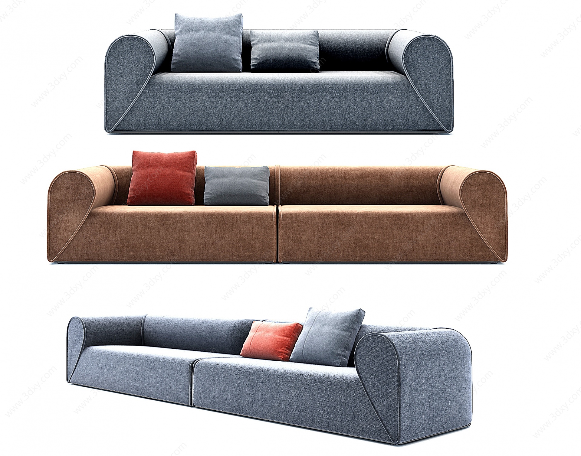 现代双人沙发组合3D模型