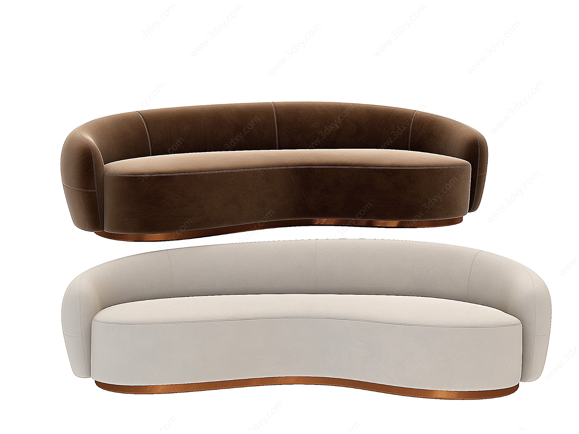 现代布艺半圆形沙发3D模型