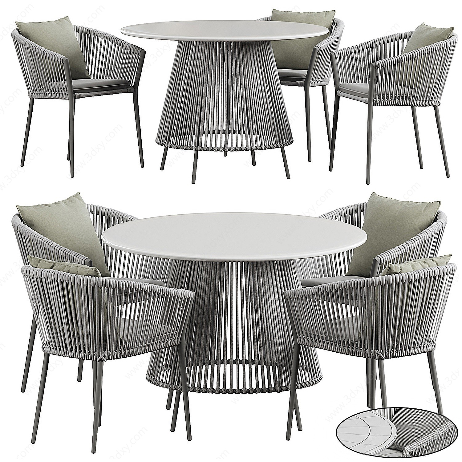 现代户外餐桌椅组合3D模型