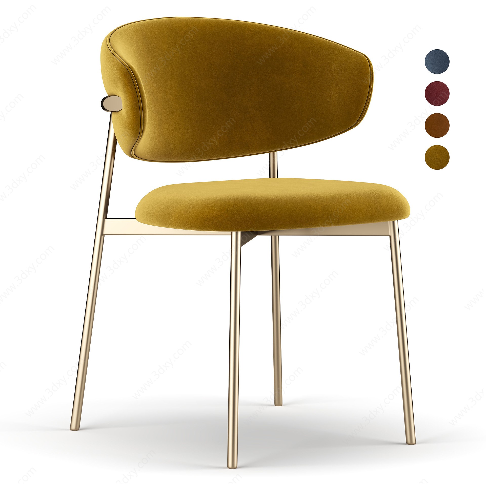 现代休闲黄色金属拼布艺椅3D模型