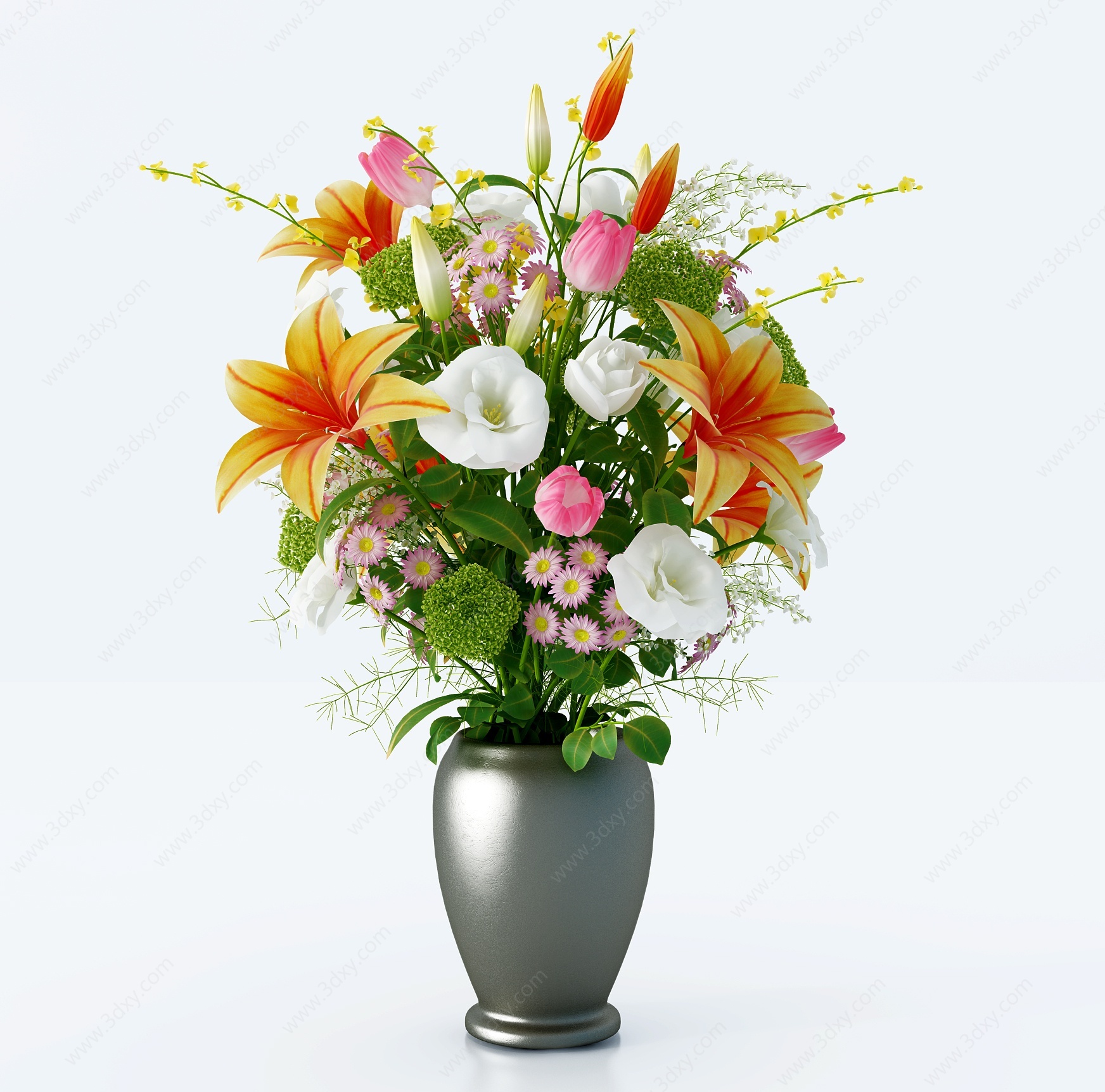 欧式花瓶花卉组合3D模型