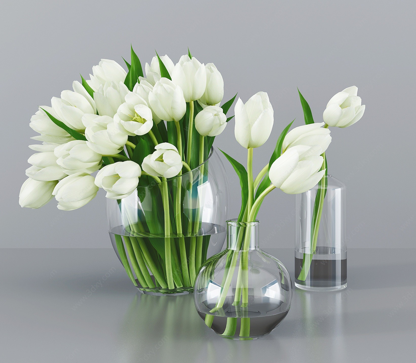 现代花艺玻璃花瓶摆件3D模型