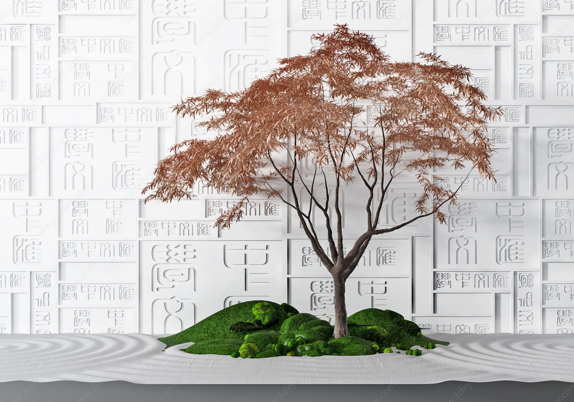 现代造型树,玄关造景小品3D模型