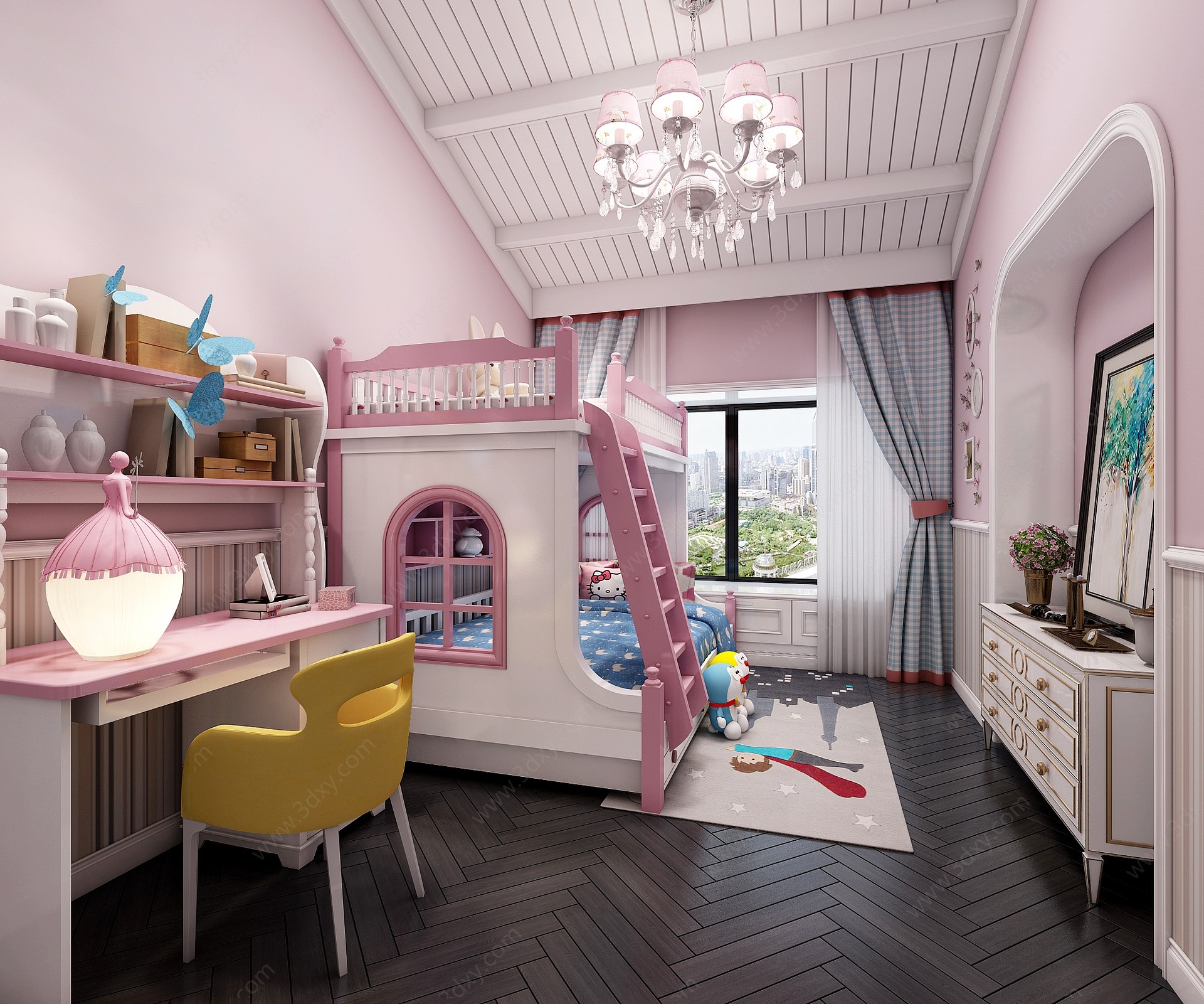 简欧女儿房儿童房3D模型