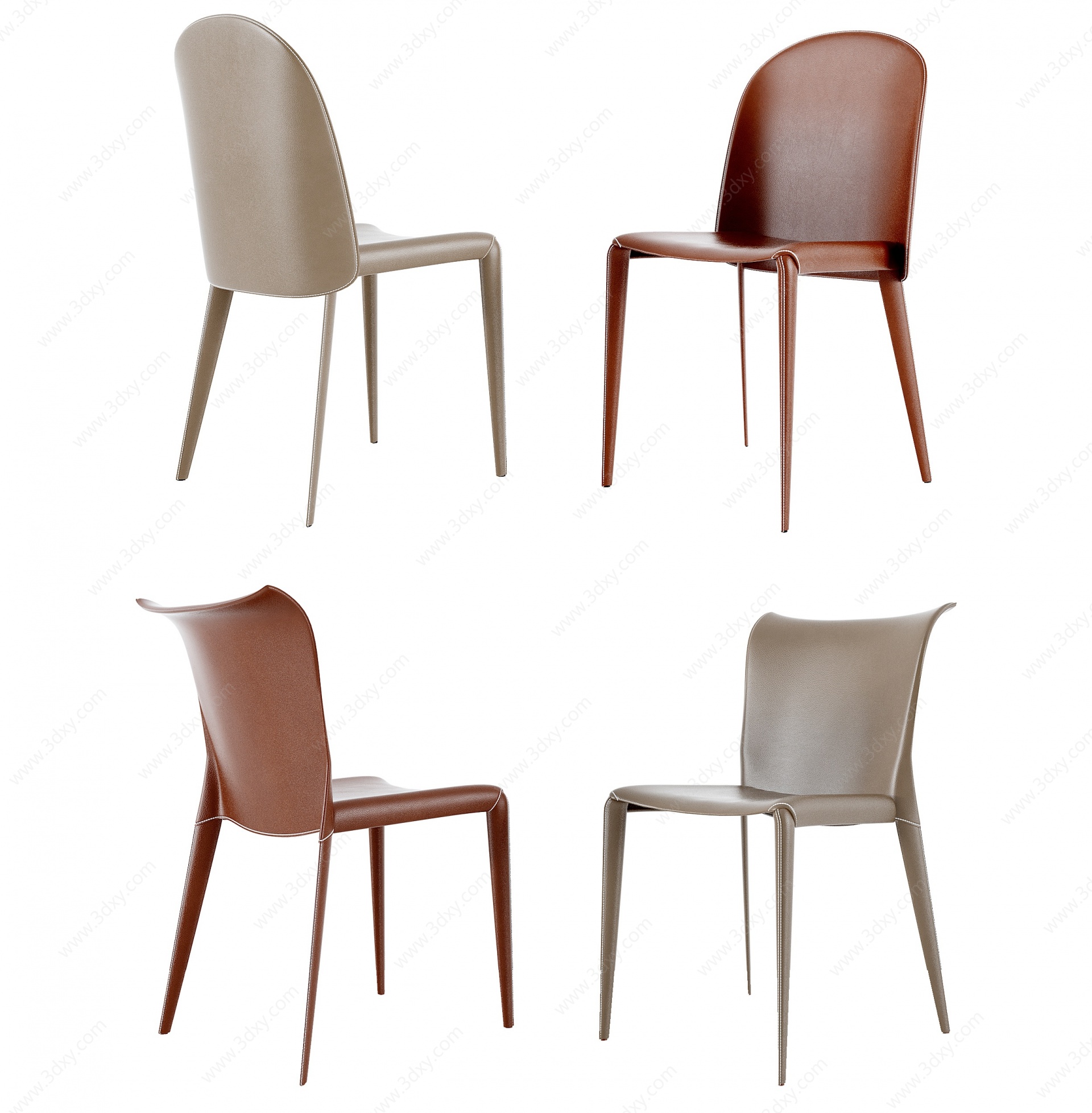 现代单椅组合餐椅3D模型