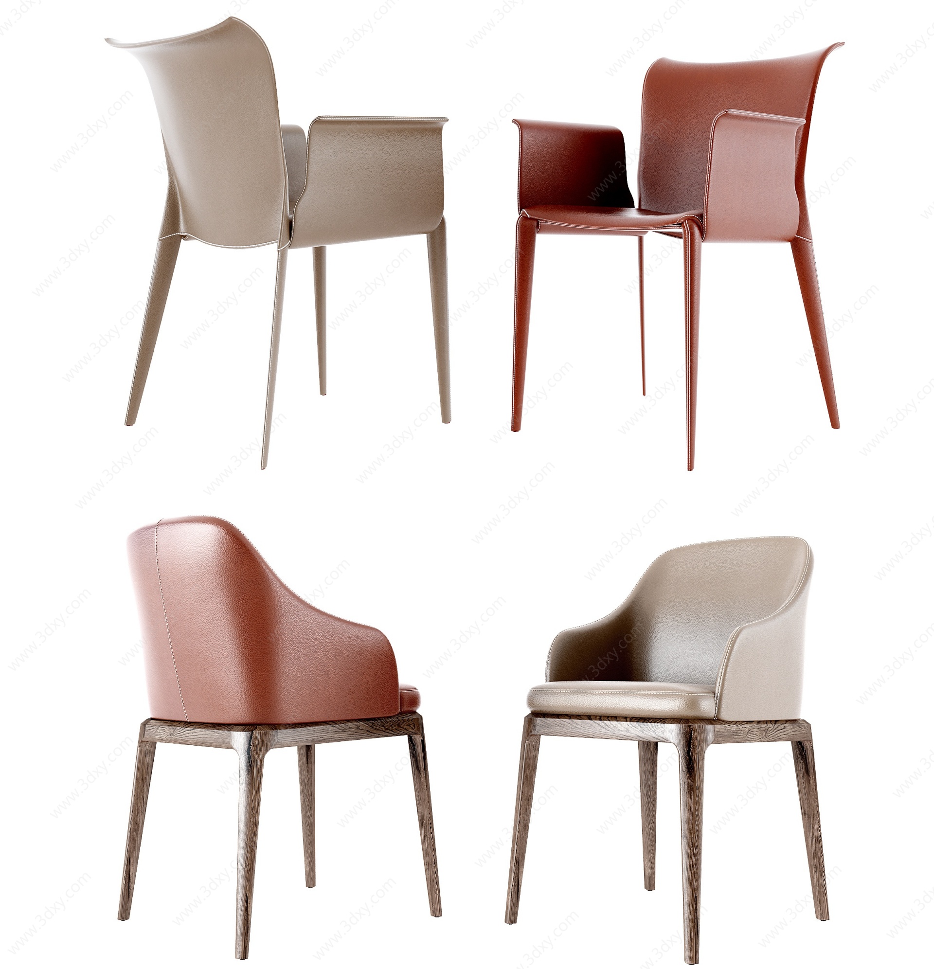 现代单椅组合3D模型