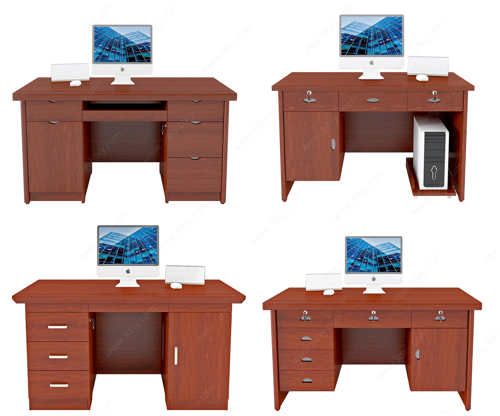 中式办公桌椅3D模型
