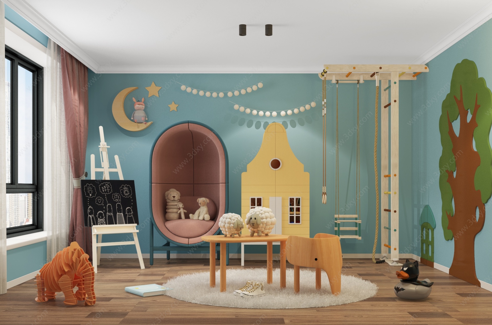 北欧现代儿童房3D模型