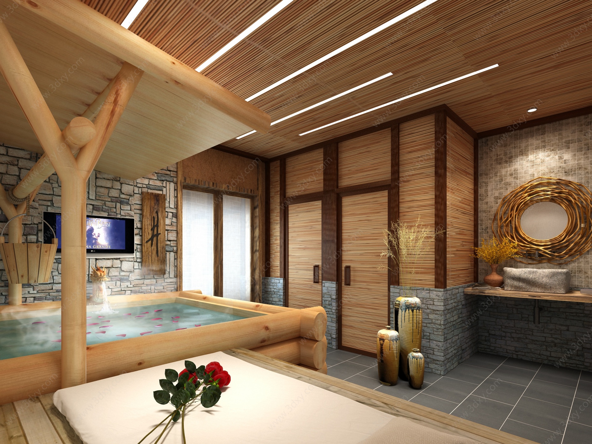 新中式民宿酒店设计3D模型