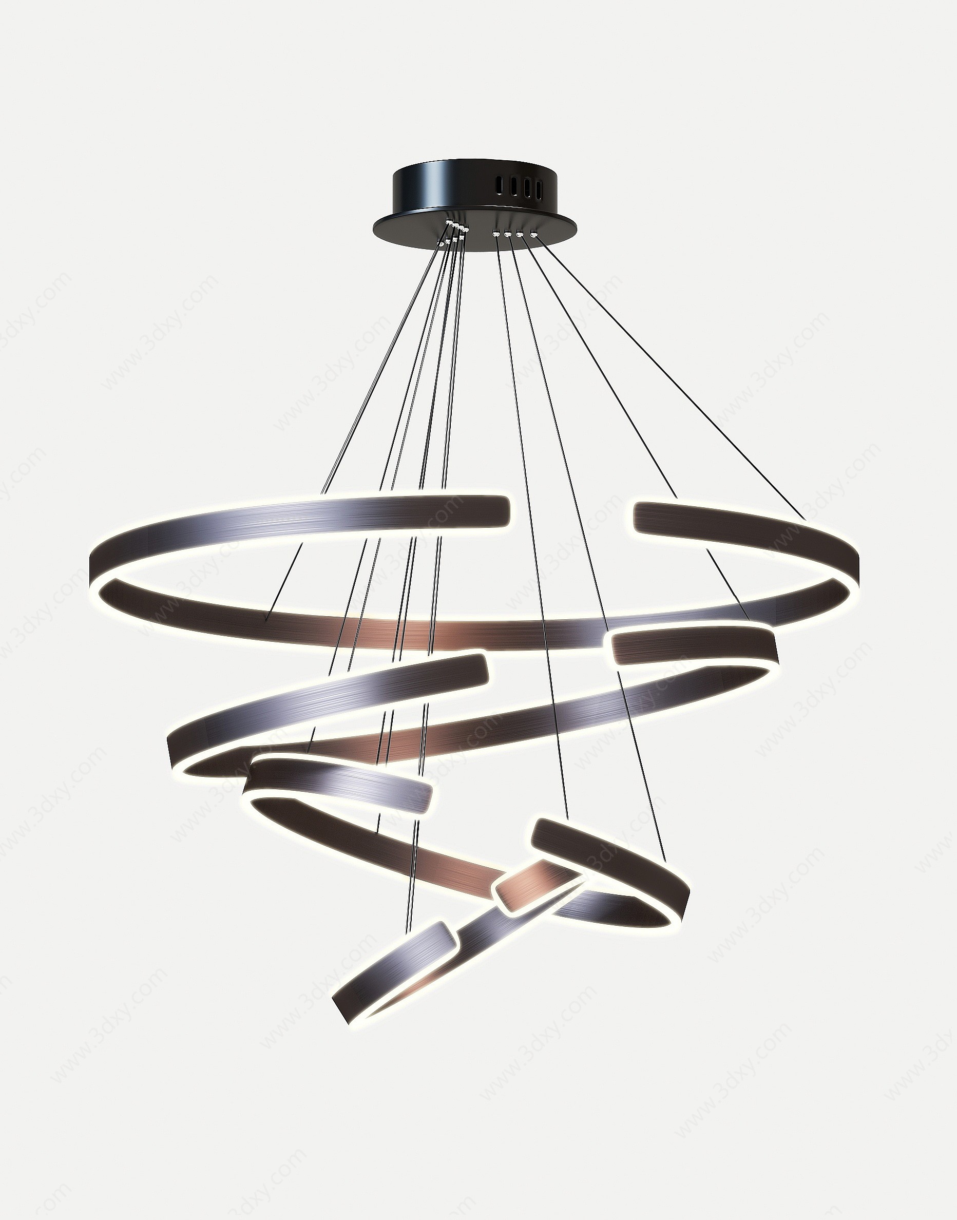 现代玻璃吊灯圆形圈灯3D模型