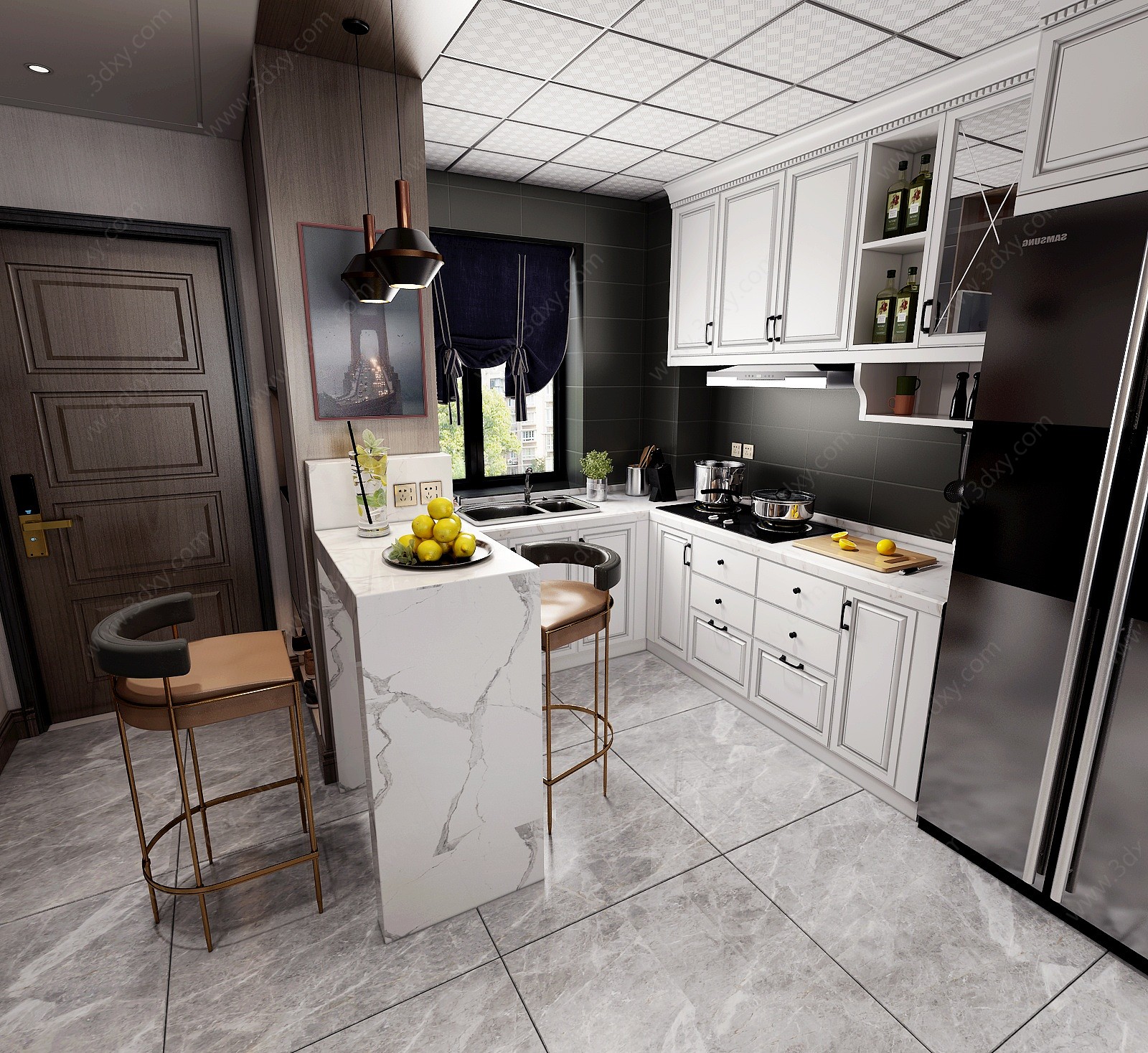 现代轻奢厨房3D模型
