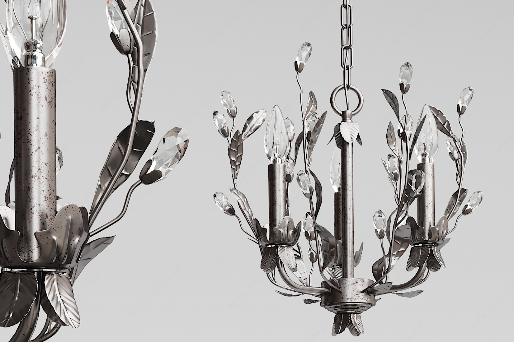 法式金属花型烛台吊灯3D模型