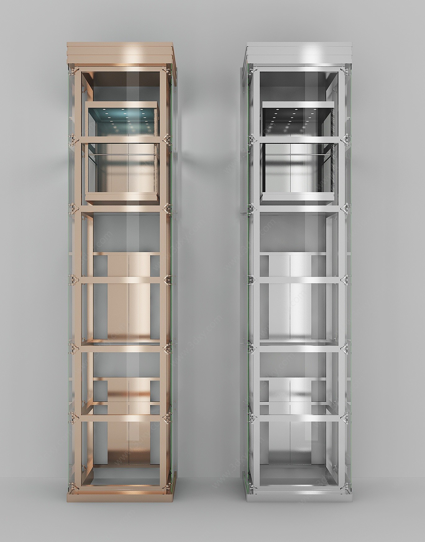 现代观光电梯组合3D模型