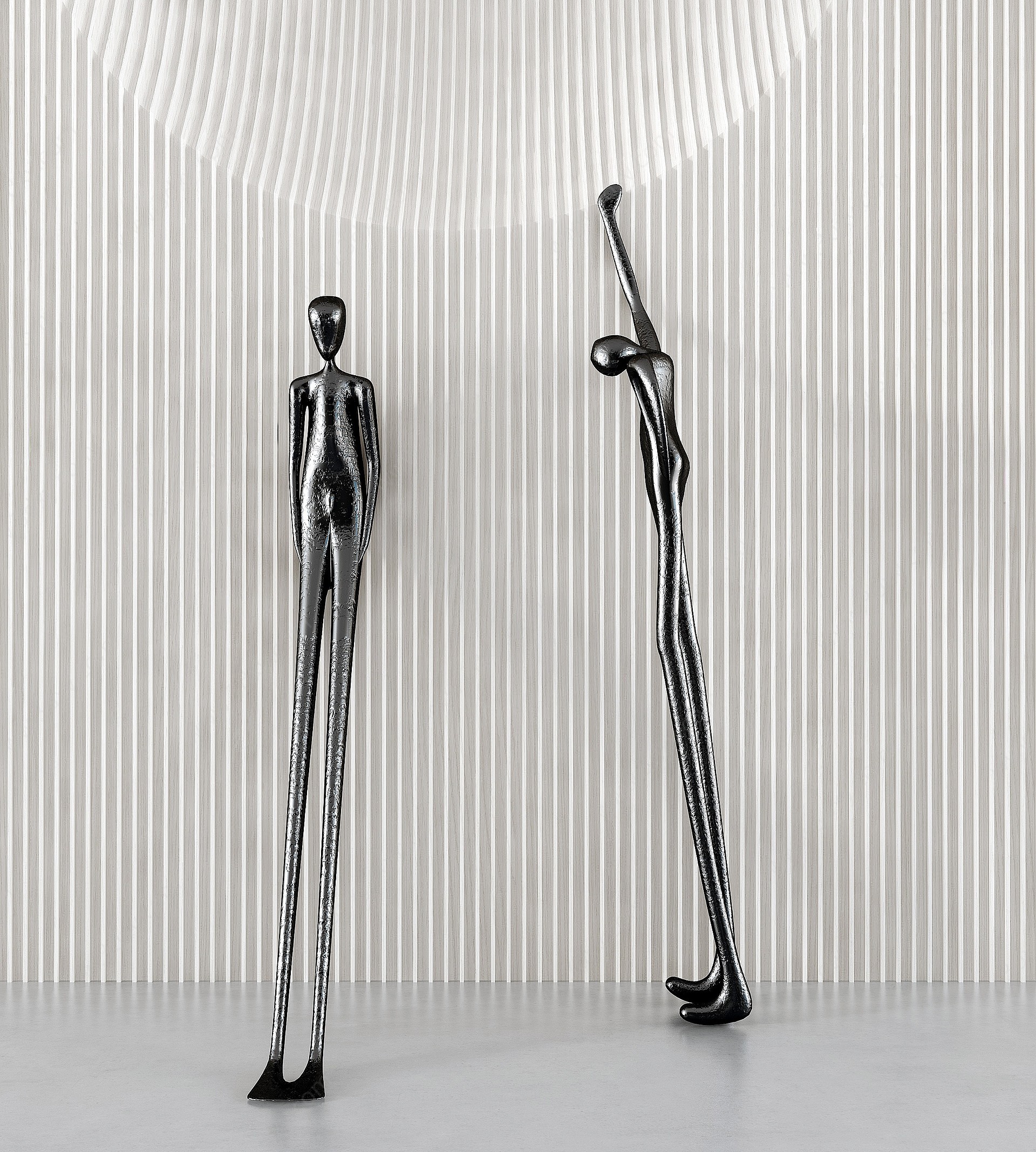 现代金属抽象人物雕塑摆件3D模型