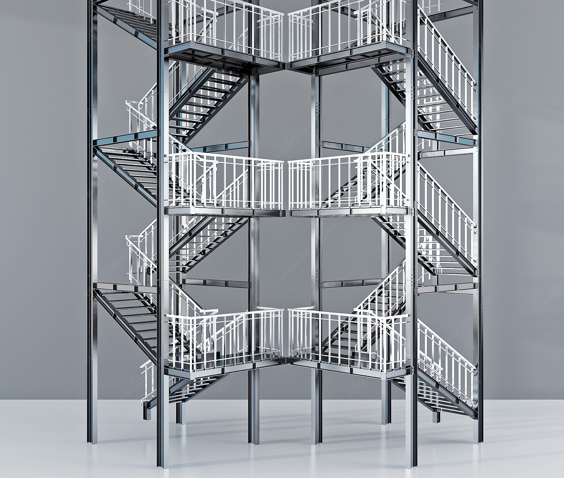 现代金属钢架楼梯3D模型