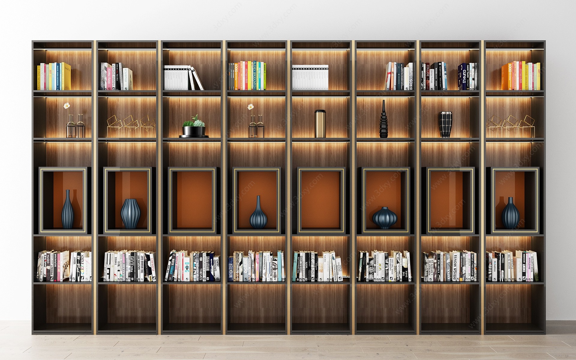 现代轻奢书房书柜3D模型