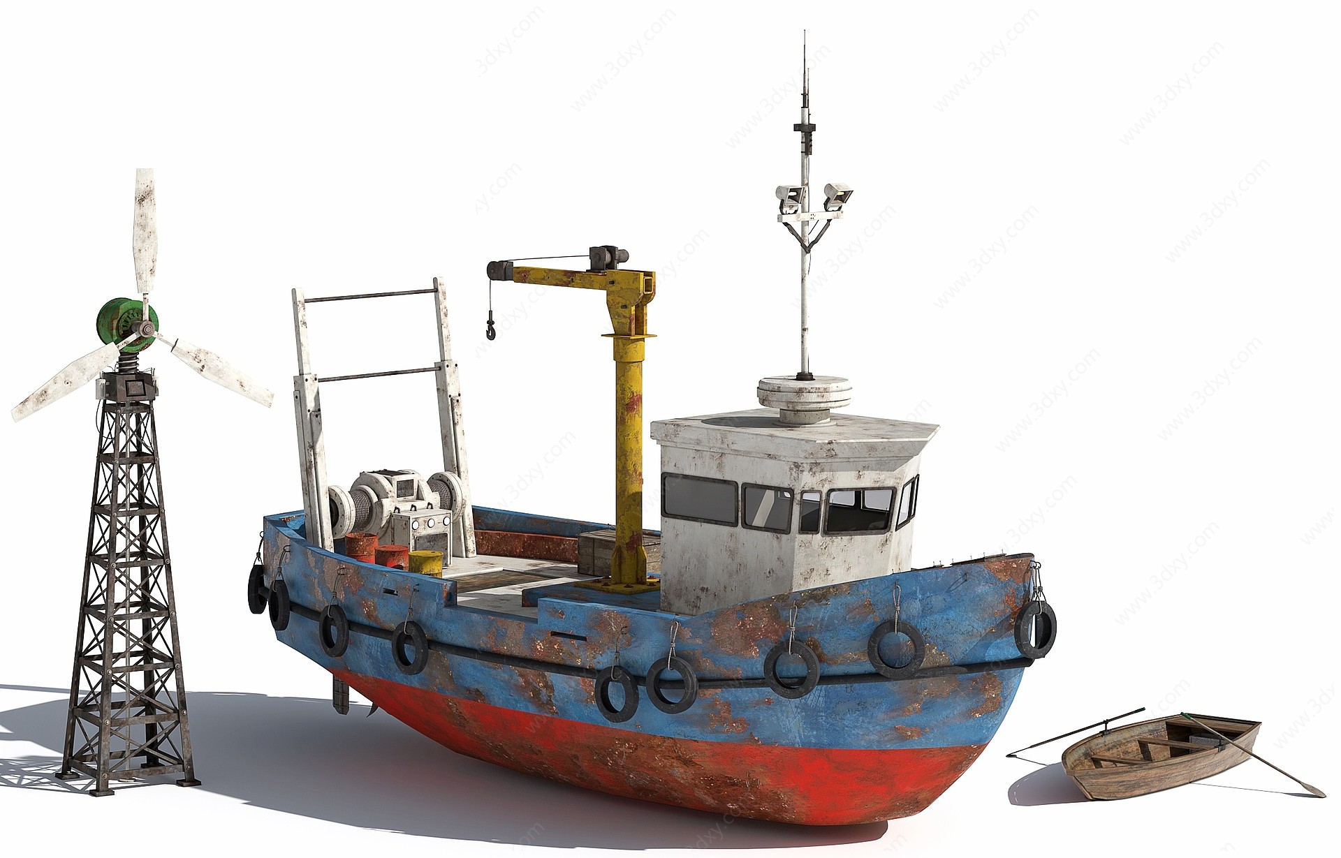现代渔船风力发电机3D模型