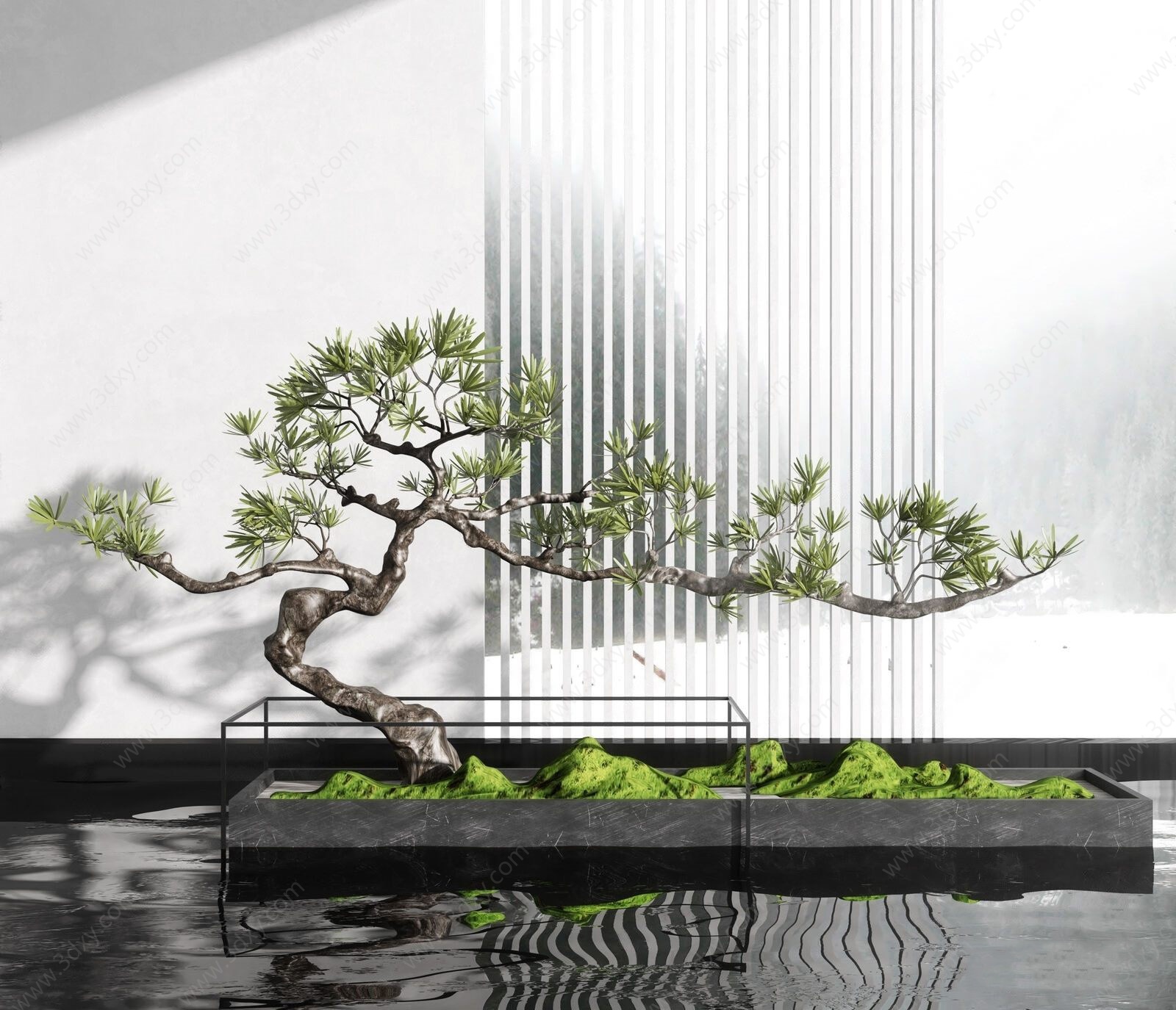 新中式景观绿植摆件3D模型