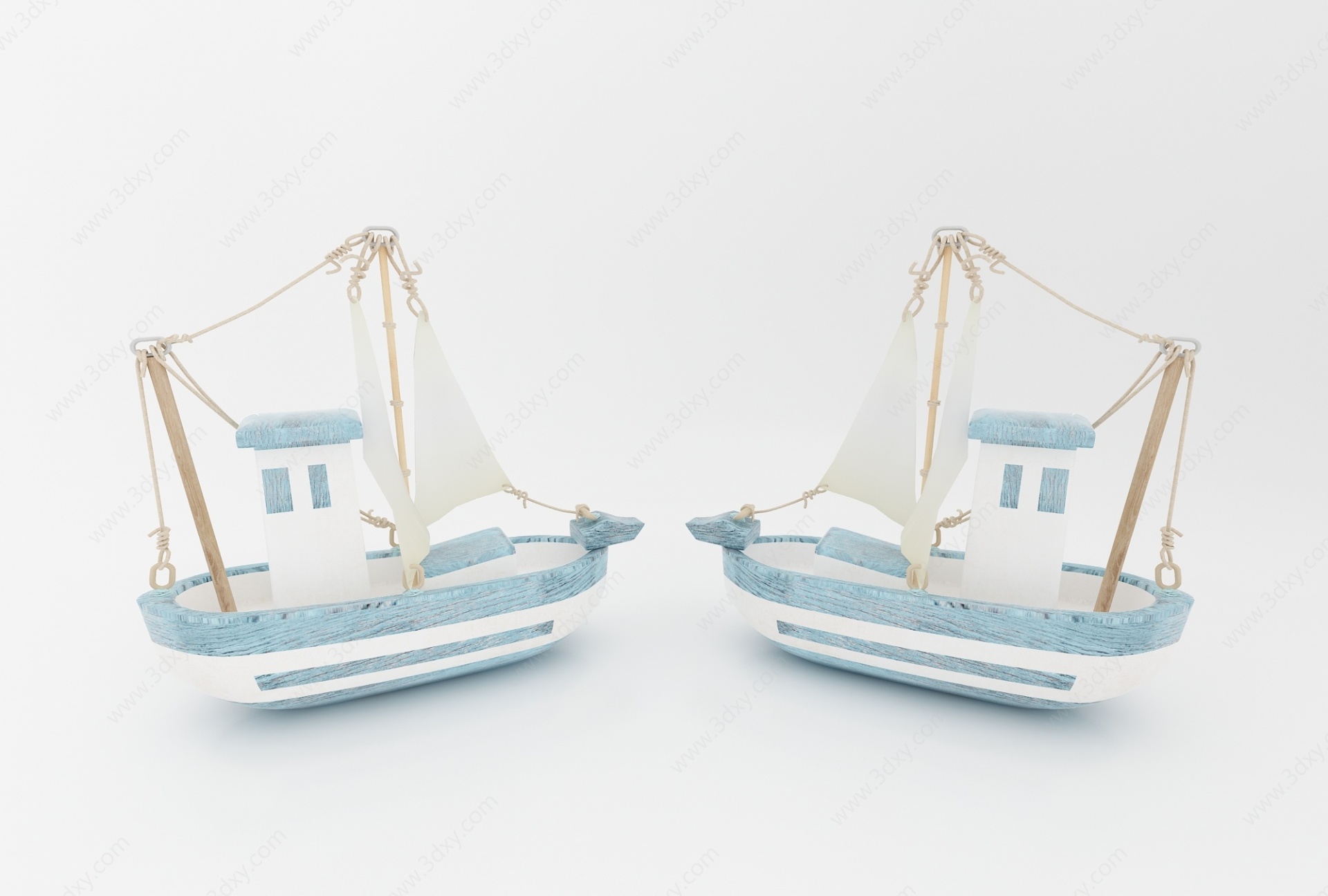 现代风格小船摆件3D模型