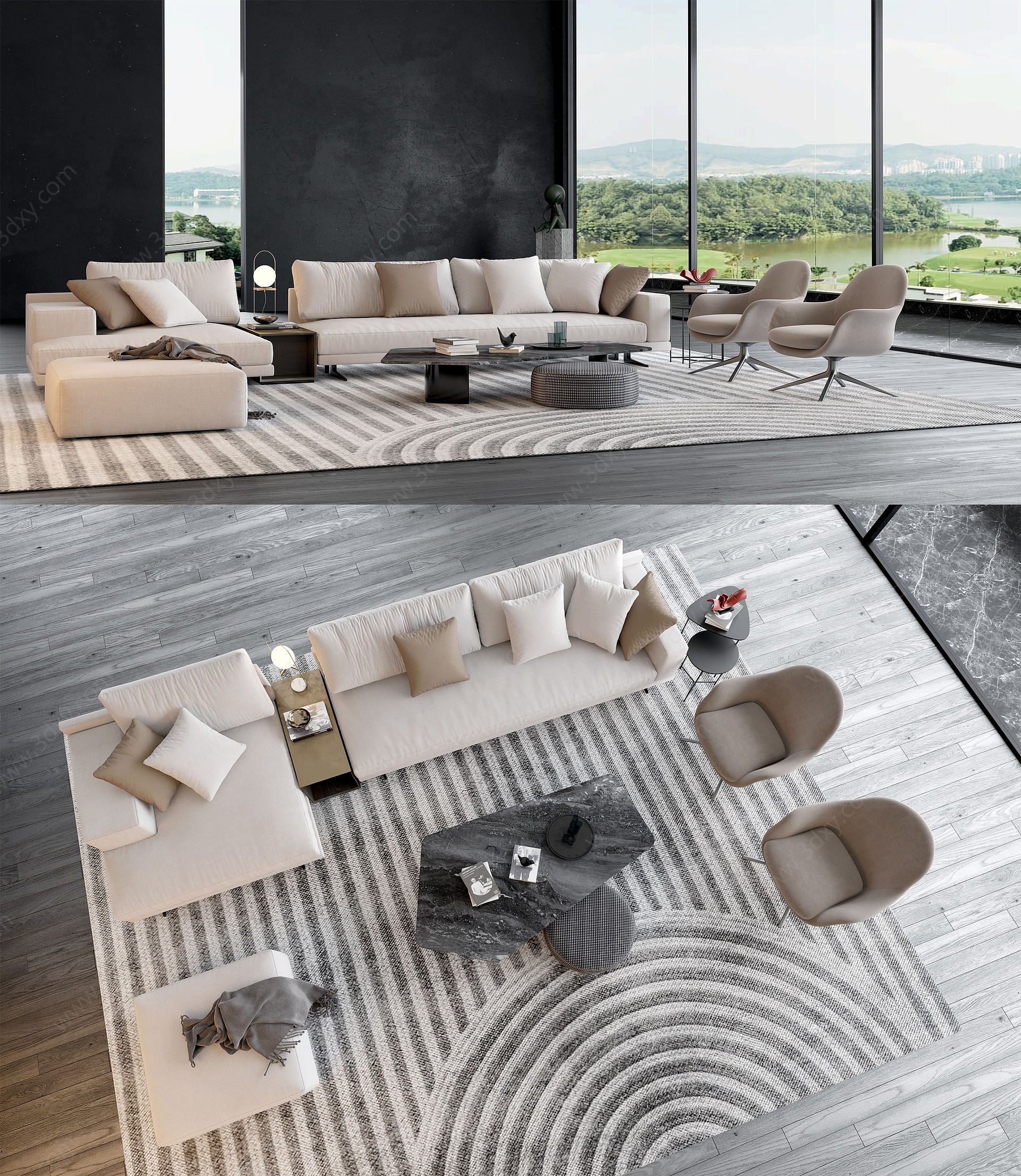 现代极简轻奢沙发3D模型