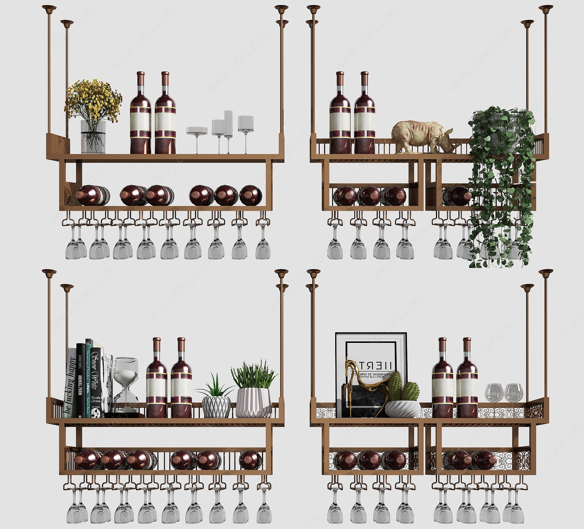 现代轻奢酒架酒柜组合3D模型