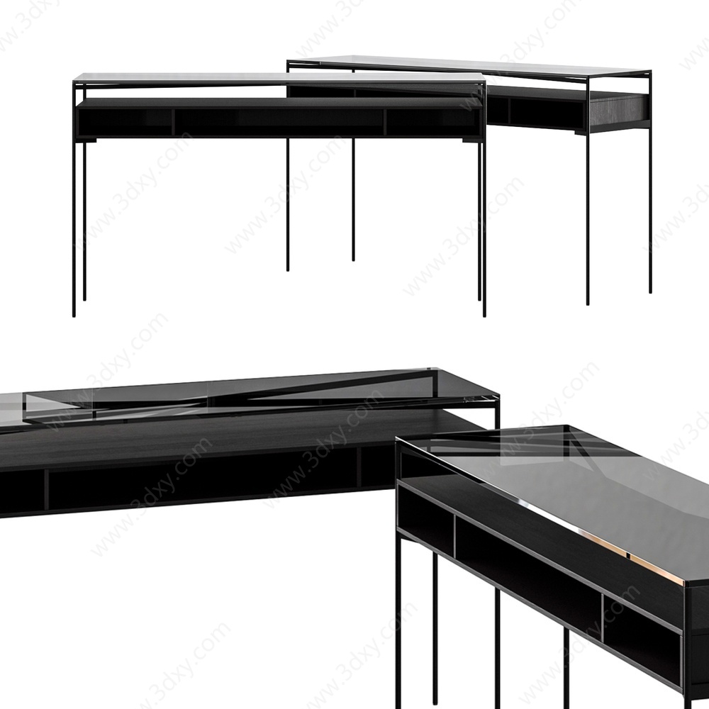 现代长方桌3D模型