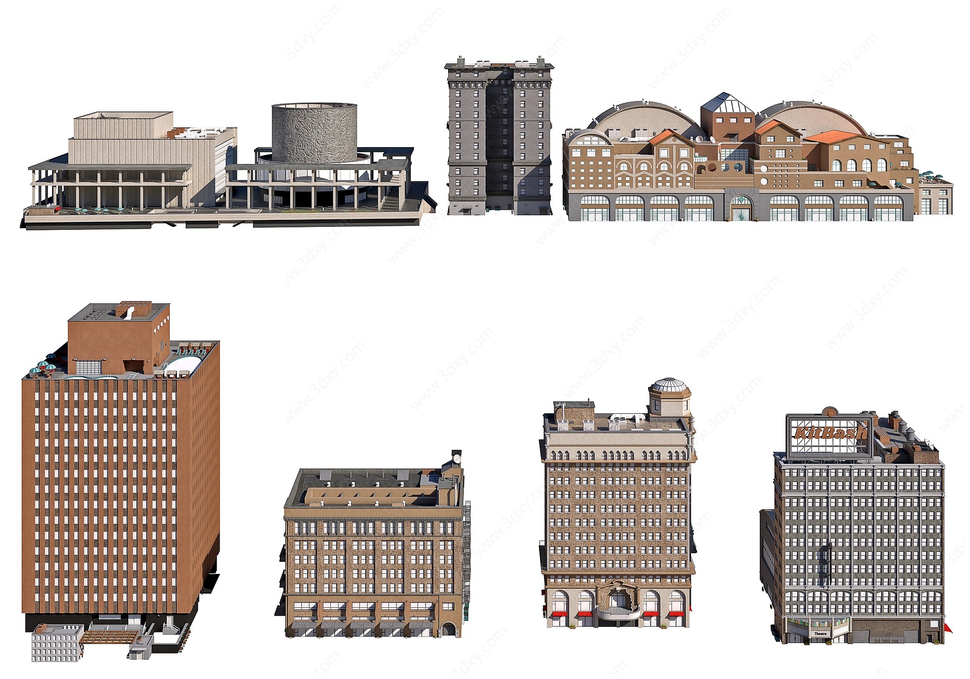 现代美国城市建筑楼房3D模型