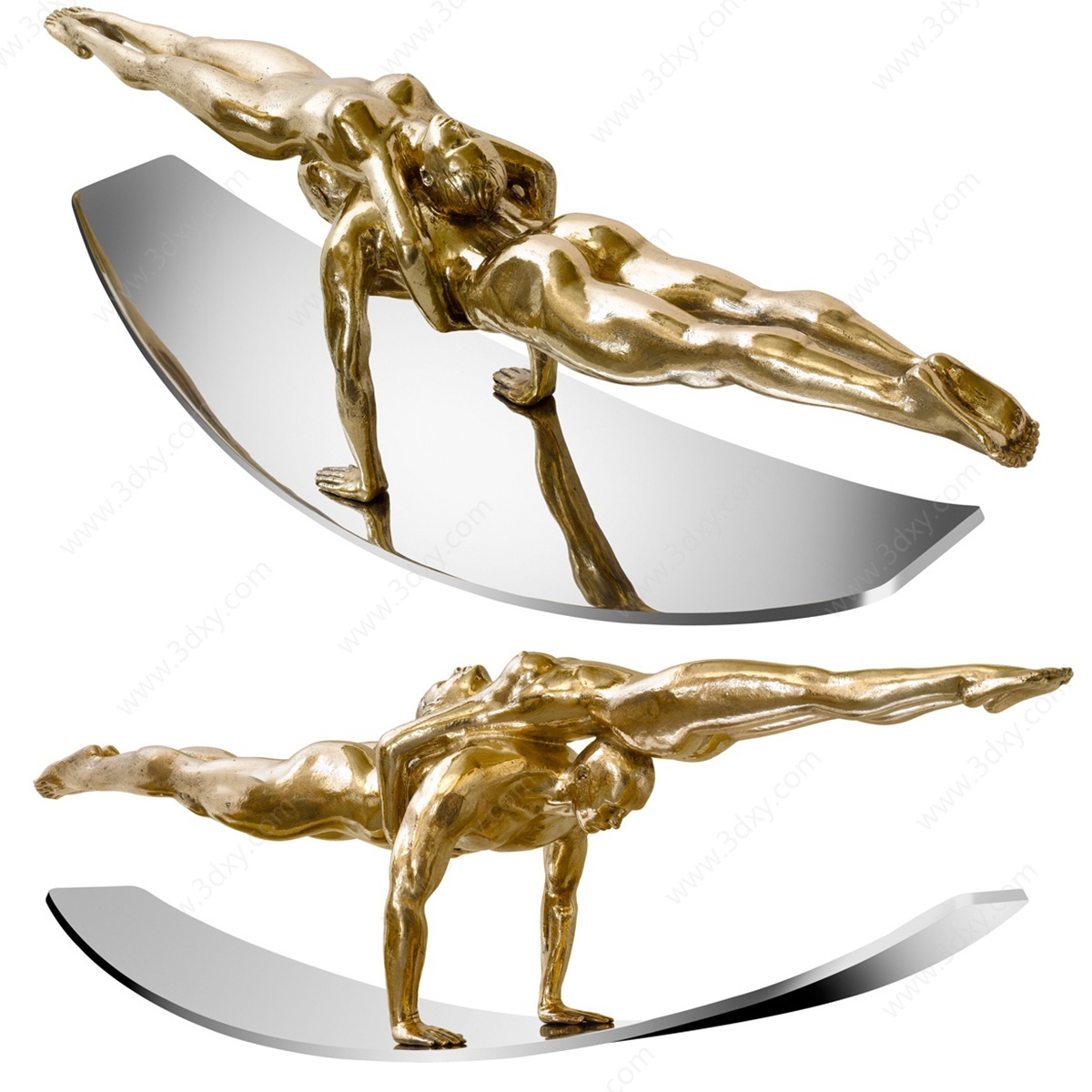 现代金属人物雕塑3D模型