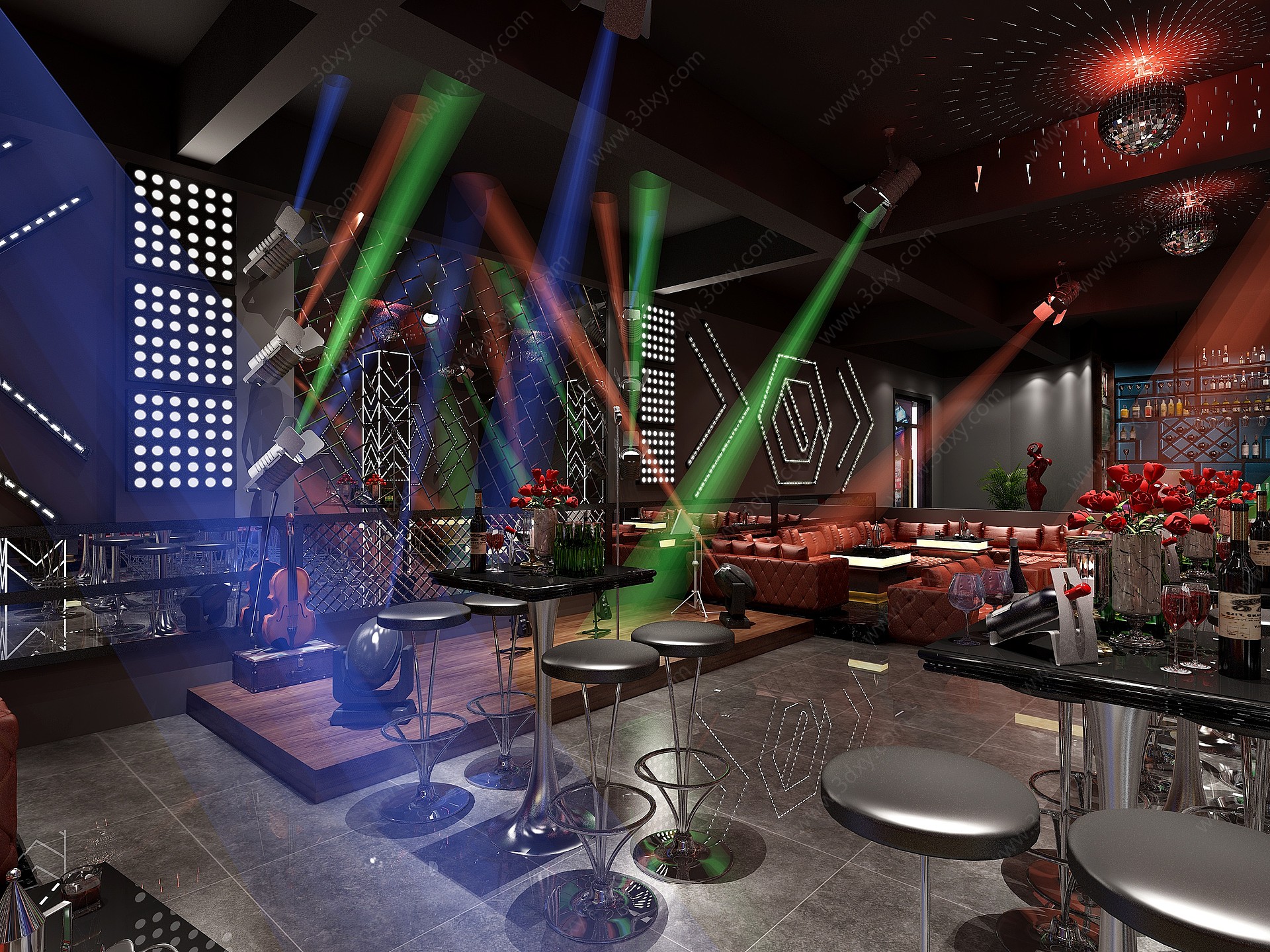 工业风酒吧音乐酒吧3D模型