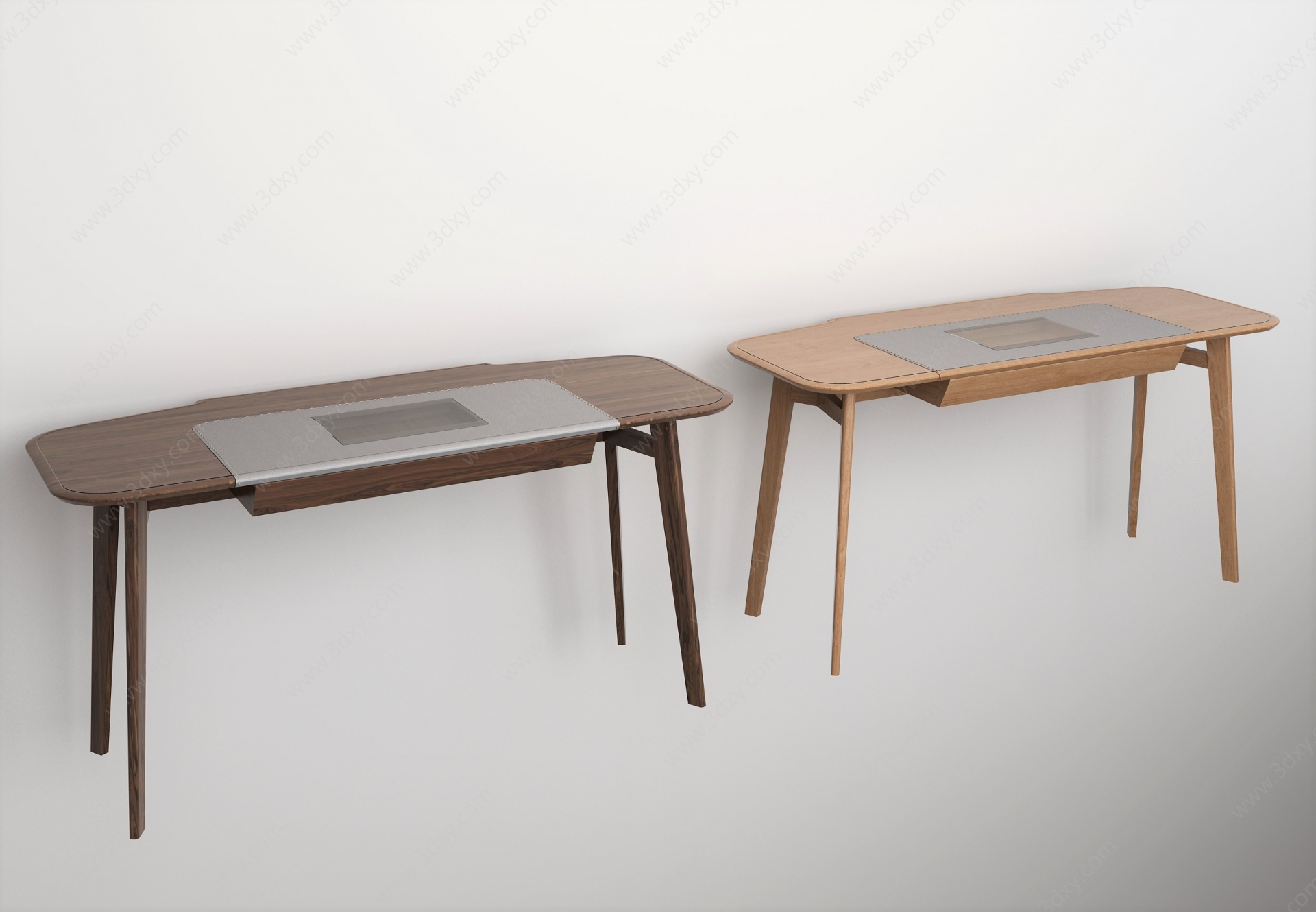 新中式实木书桌3D模型