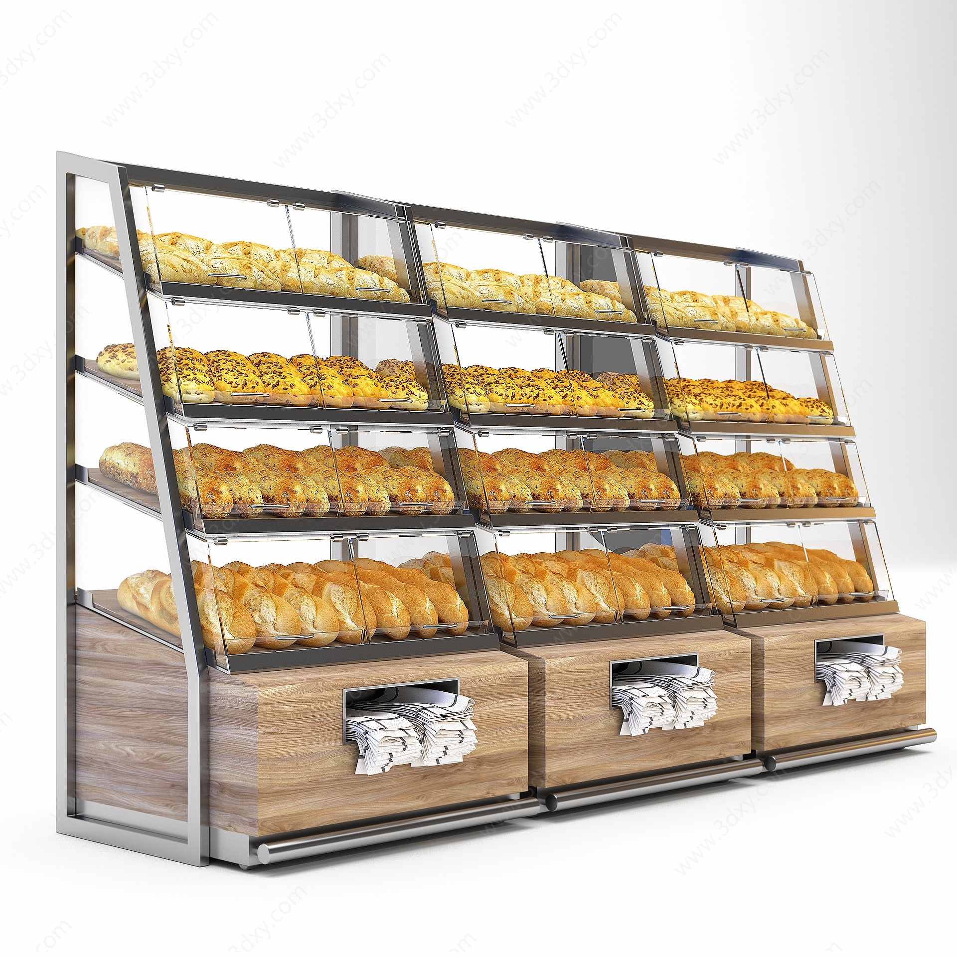 现代面包货架展架展柜3D模型