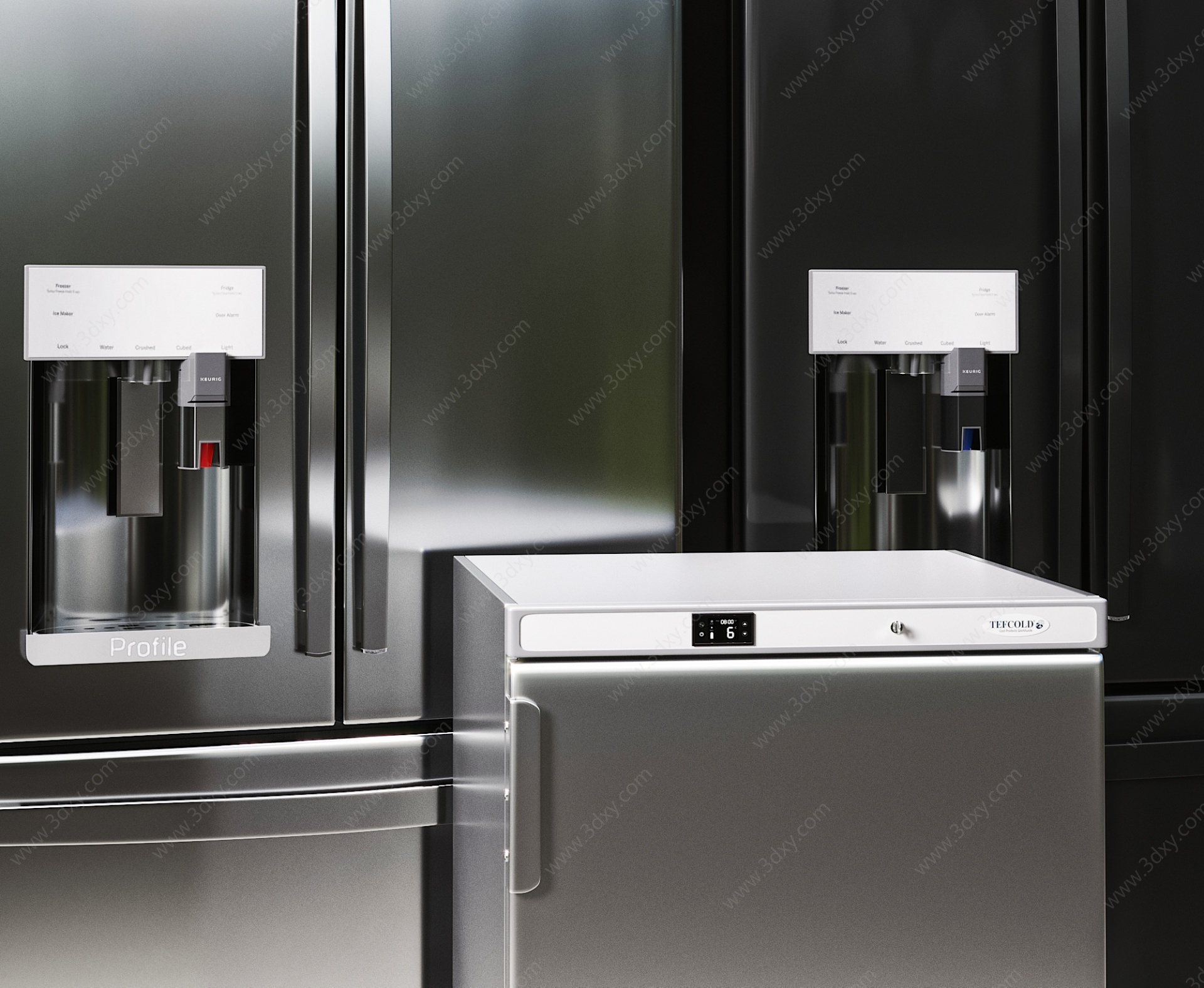 现代冰箱冰柜组合3D模型