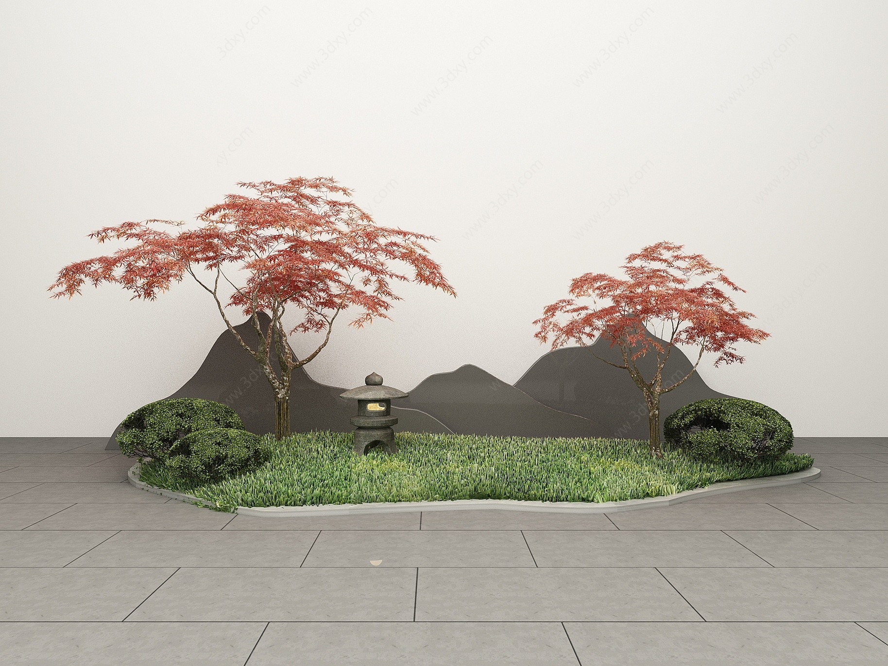 新中式红枫树植物3D模型
