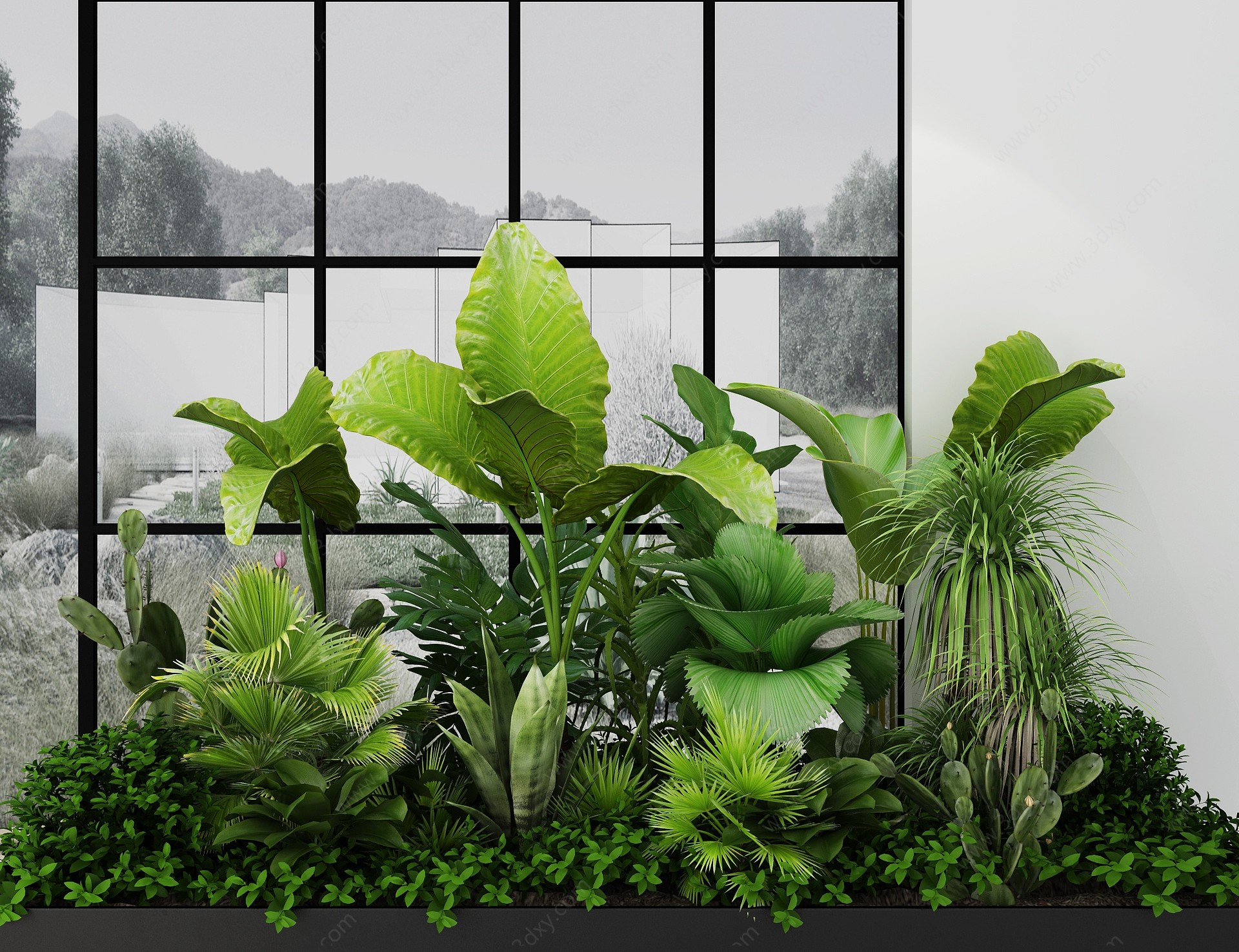 现代植物热带植物组合3D模型