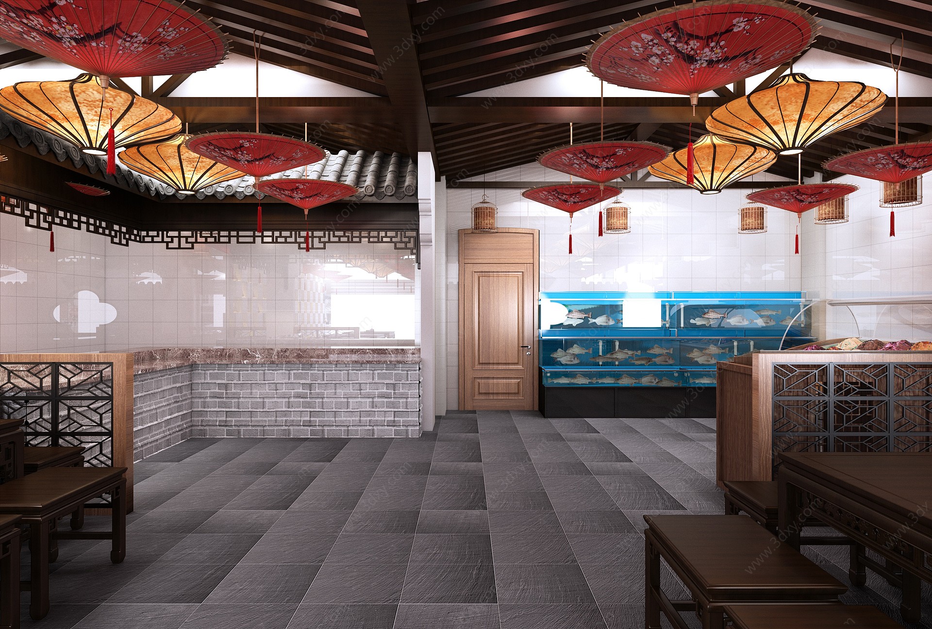 中式餐厅饭店3D模型