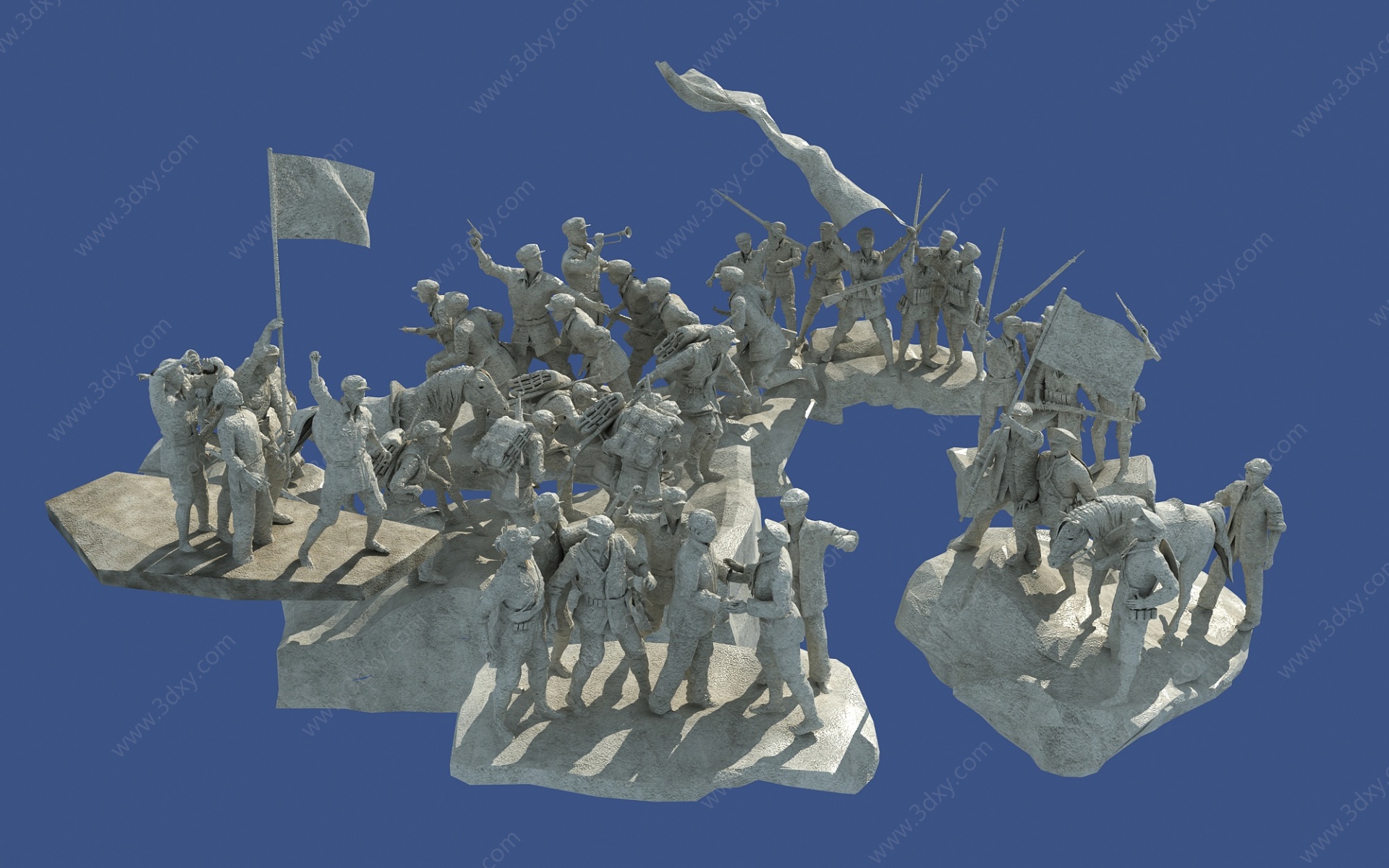 红军雕塑抗日英雄抗战3D模型