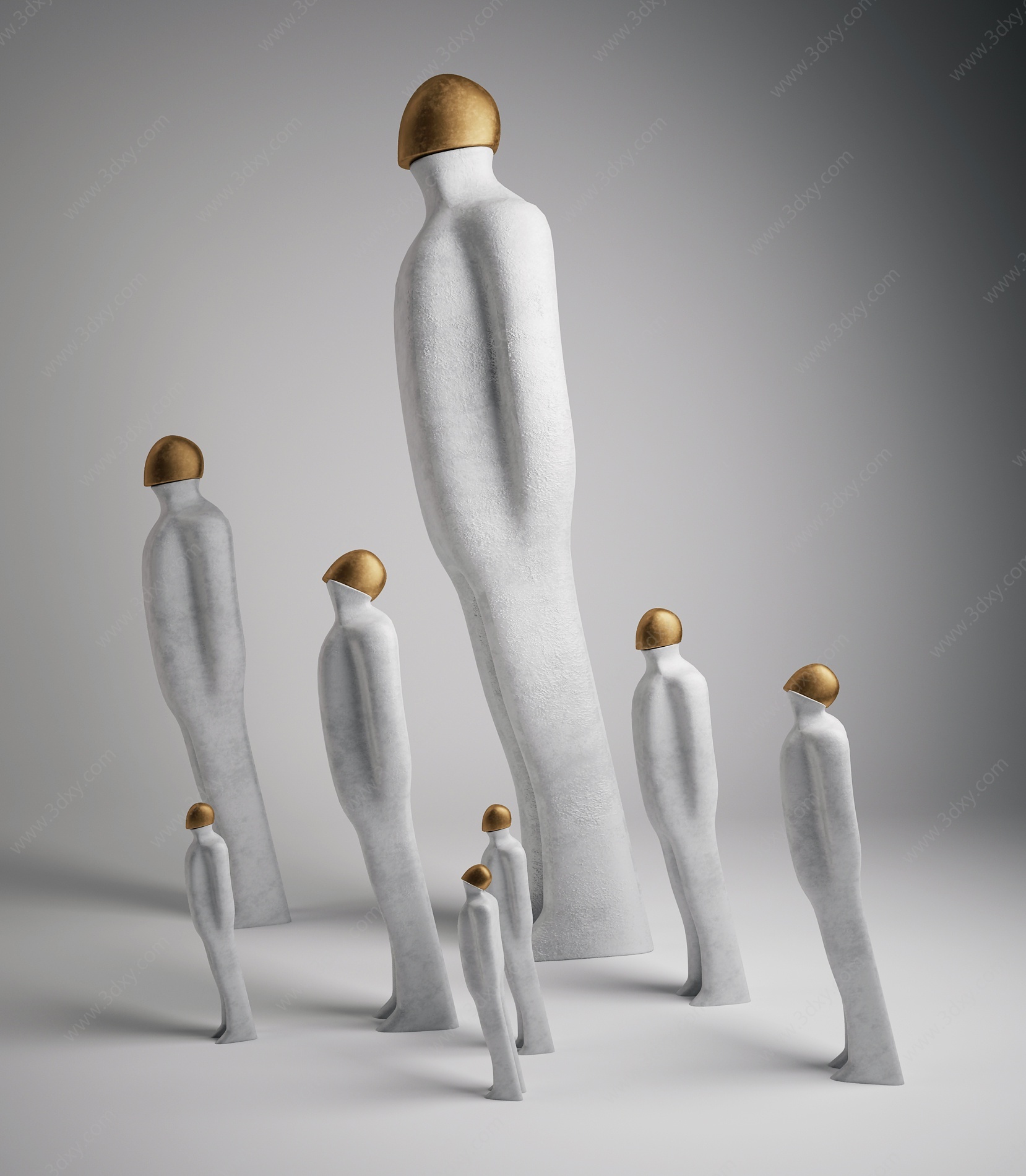 现代人物抽象雕塑3D模型