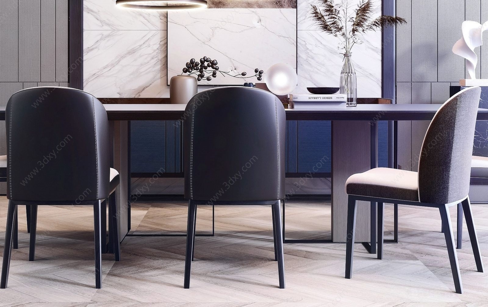 现代奢华餐桌椅3D模型